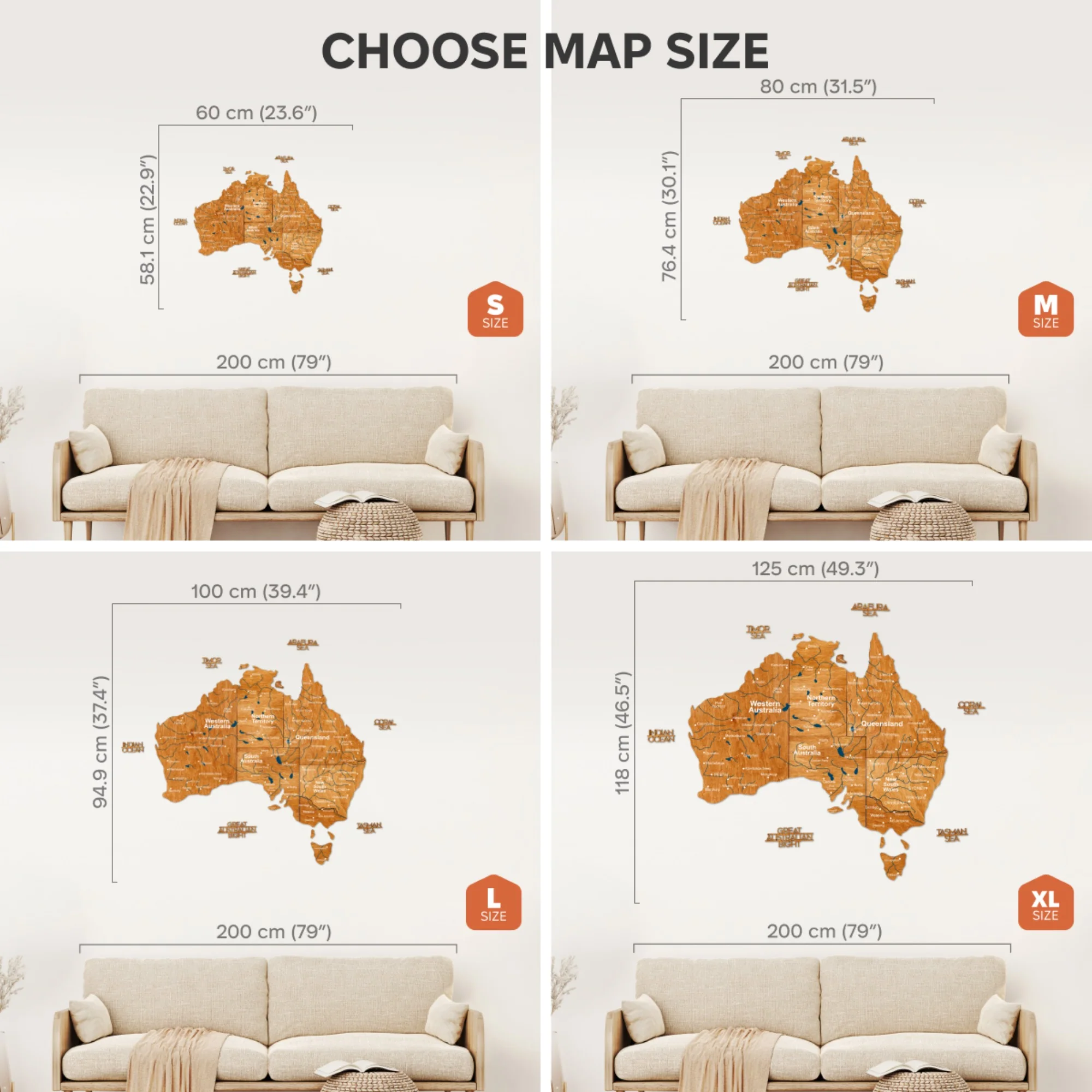 3D Wooden Map of Australia - Oak - Image 21
