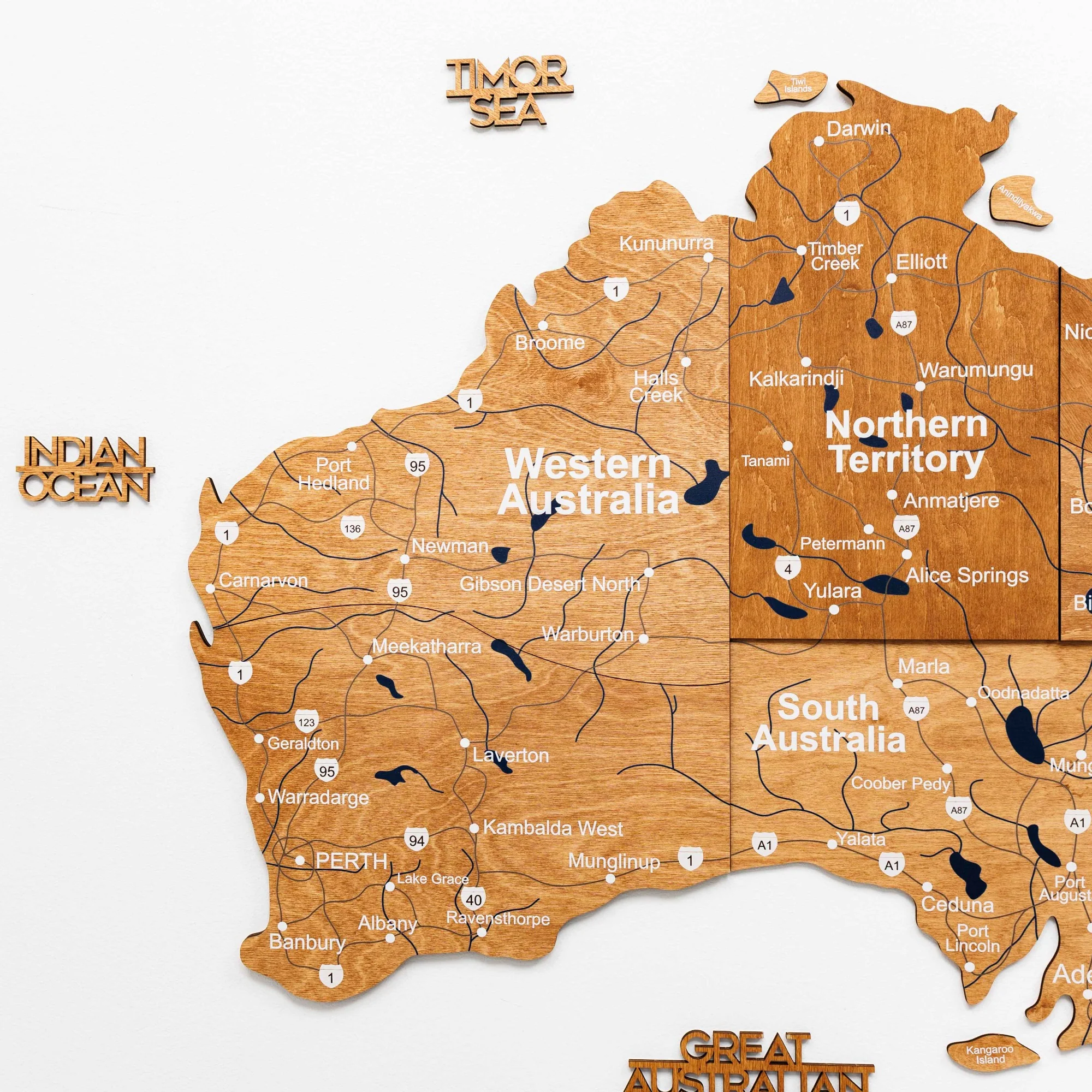 3D Wooden Map of Australia - Oak - Image 4
