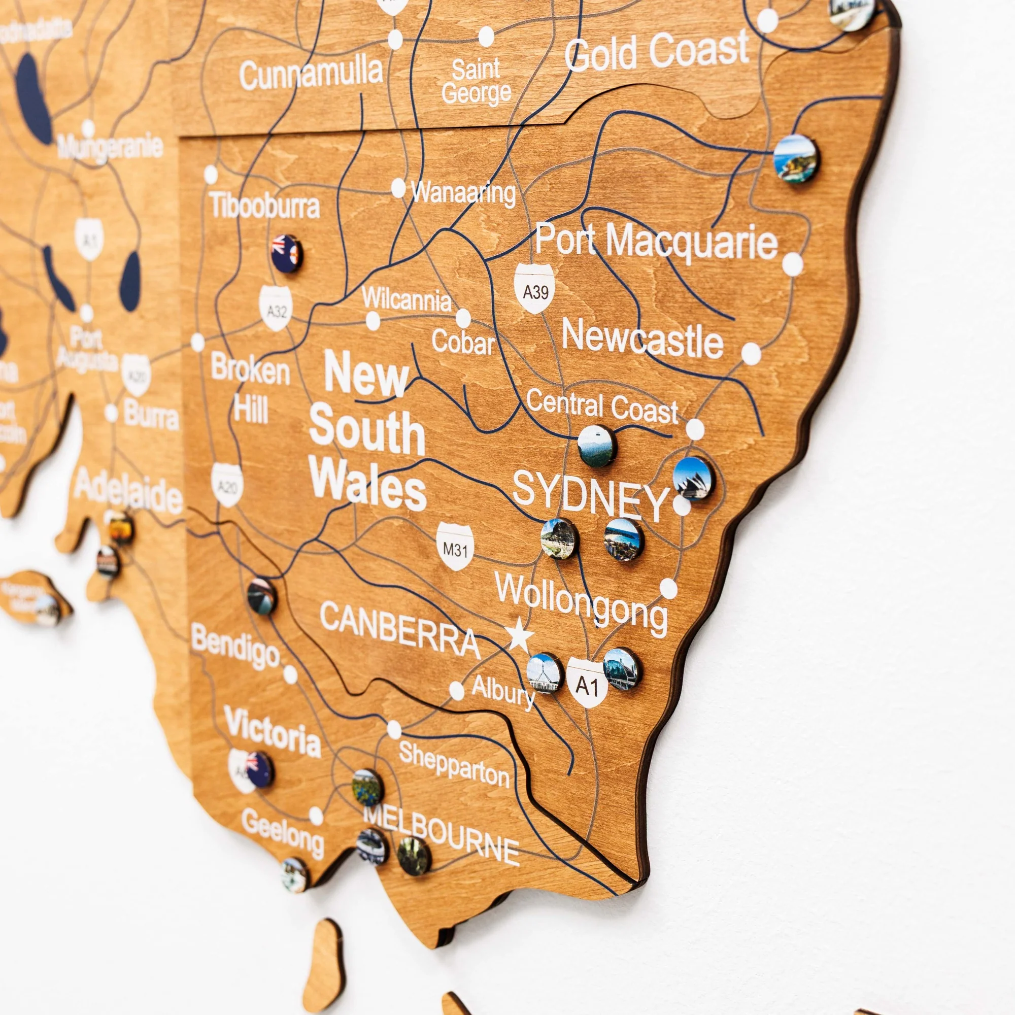 3D Wooden Map of Australia - Oak - Image 6