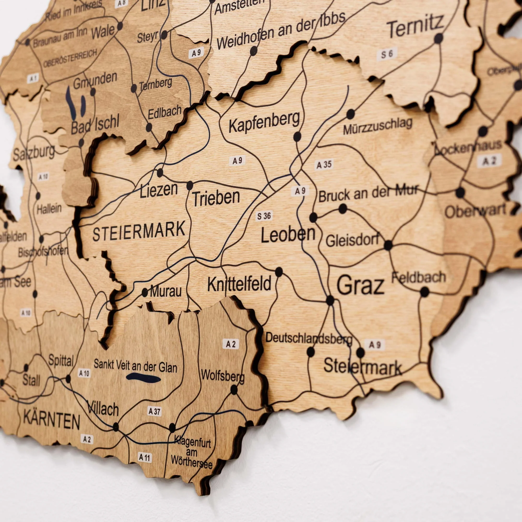 3D Wooden Map of Austria - Gold - Image 10