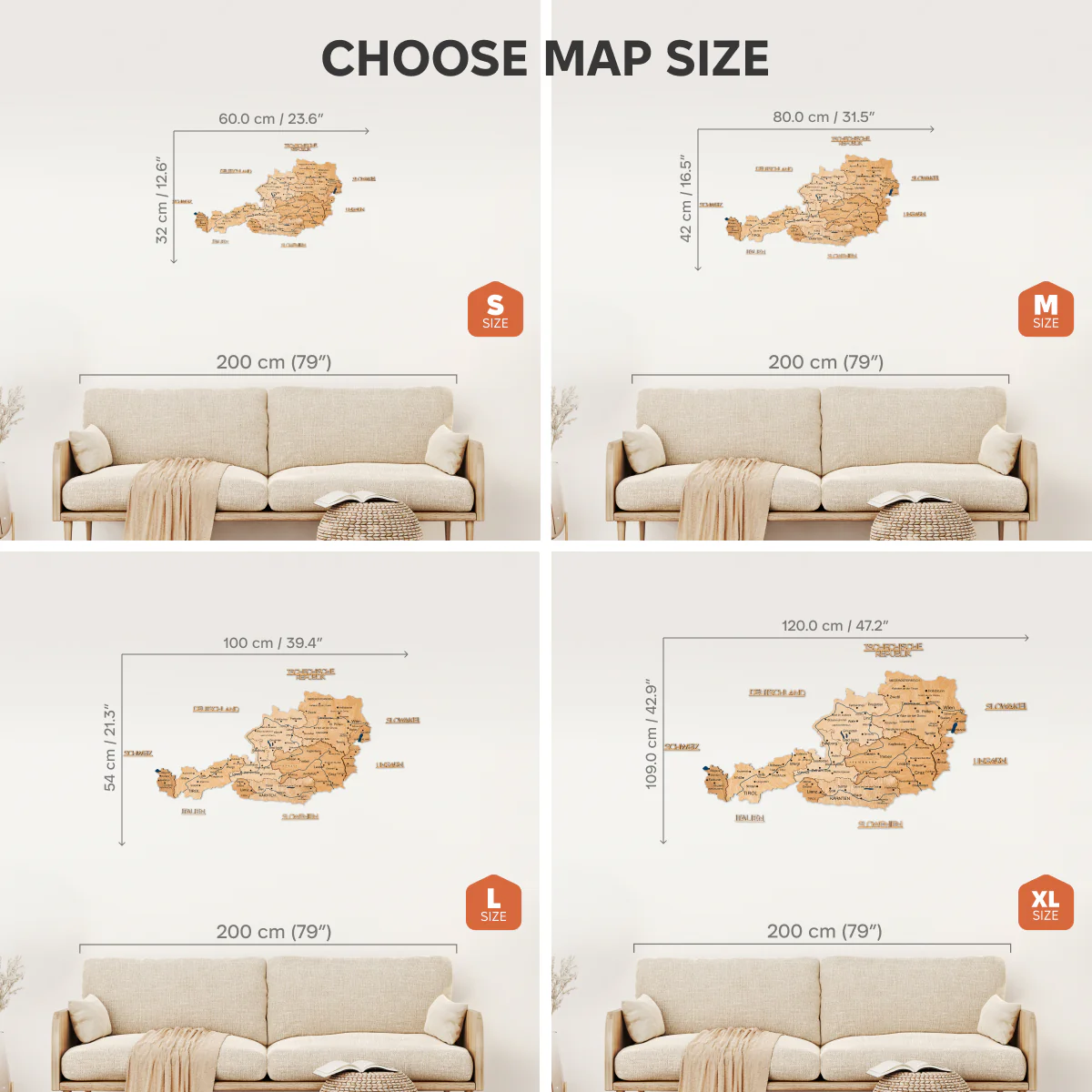 3D Wooden Map of Austria - Gold - Image 12