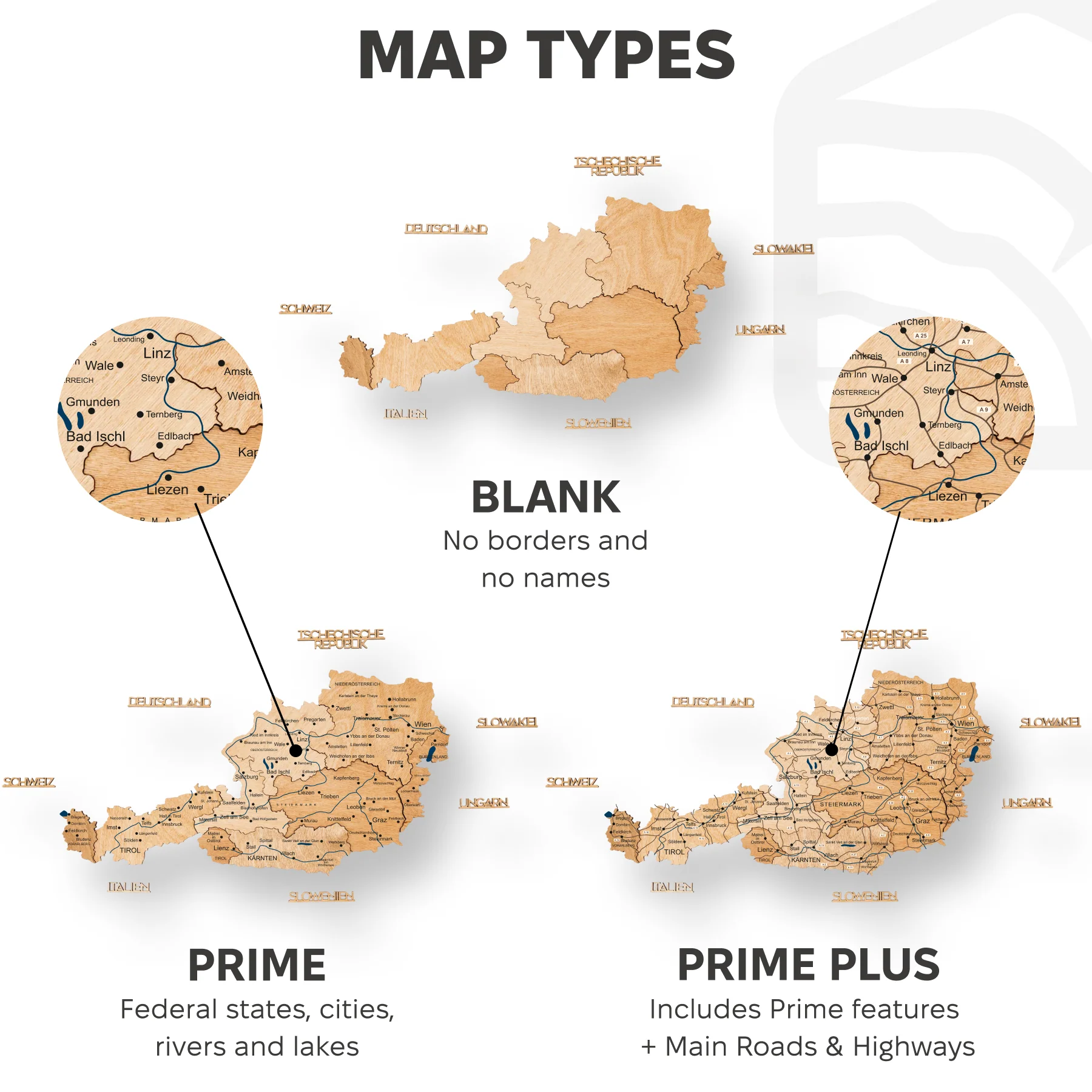 3D Wooden Map of Austria - Gold - Image 13