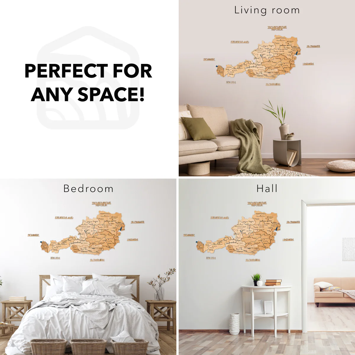 3D Wooden Map of Austria - Gold - Image 14
