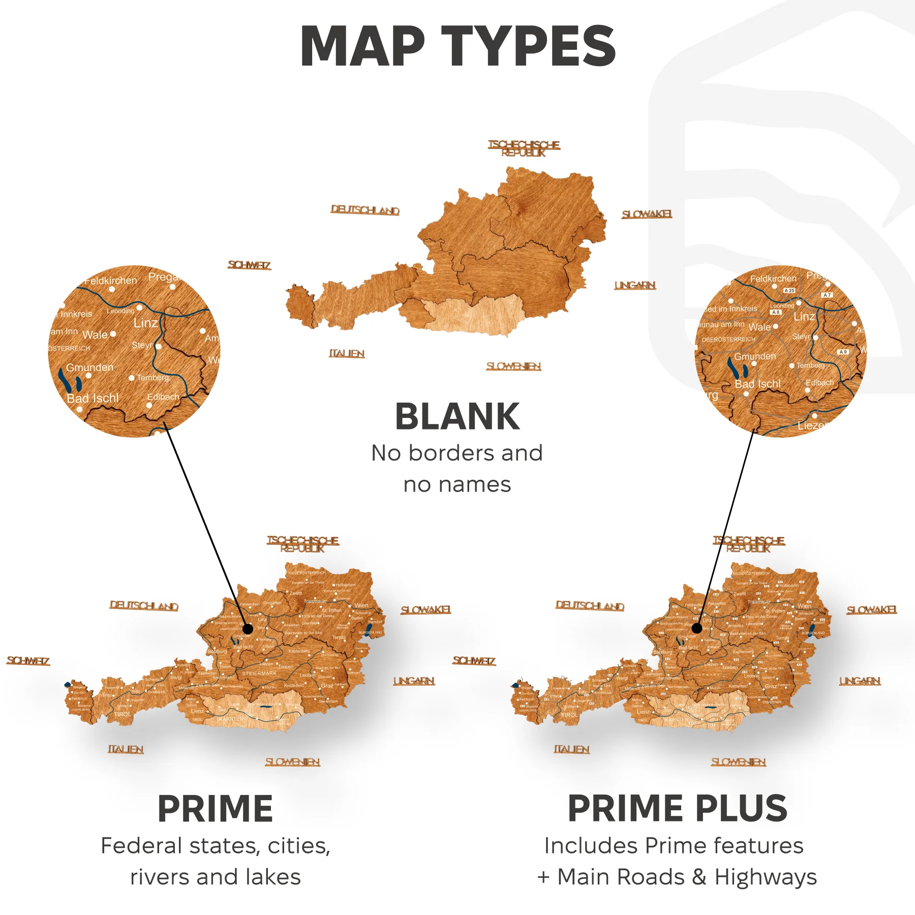 3D Wooden Map of Austria - Oak - Image 15