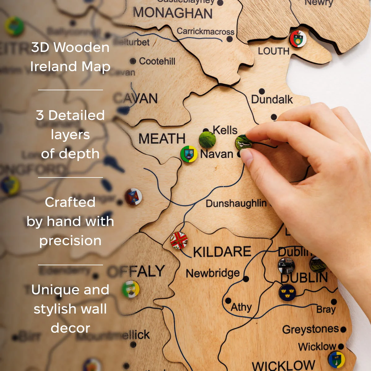 3D Wooden Map of Ireland - Gold - Image 16