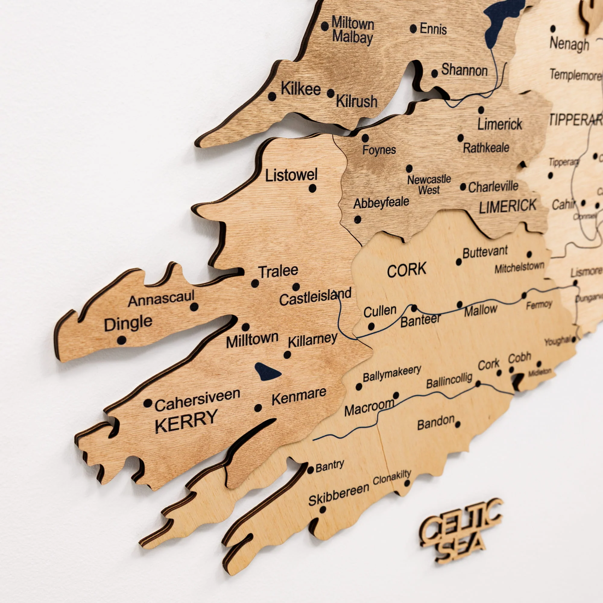 3D Wooden Map of Ireland - Gold - Image 3