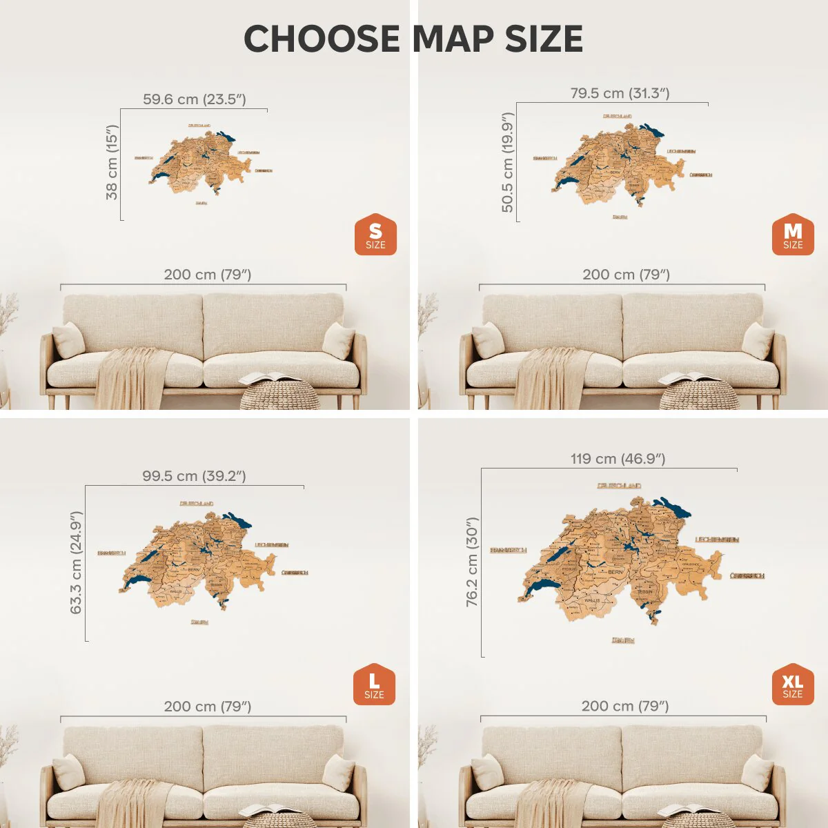 3D Wooden Map of Switzerland - Gold - Image 18