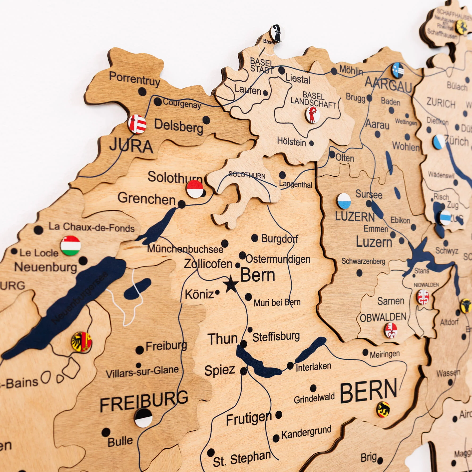 3D Wooden Map of Switzerland - Gold - Image 6