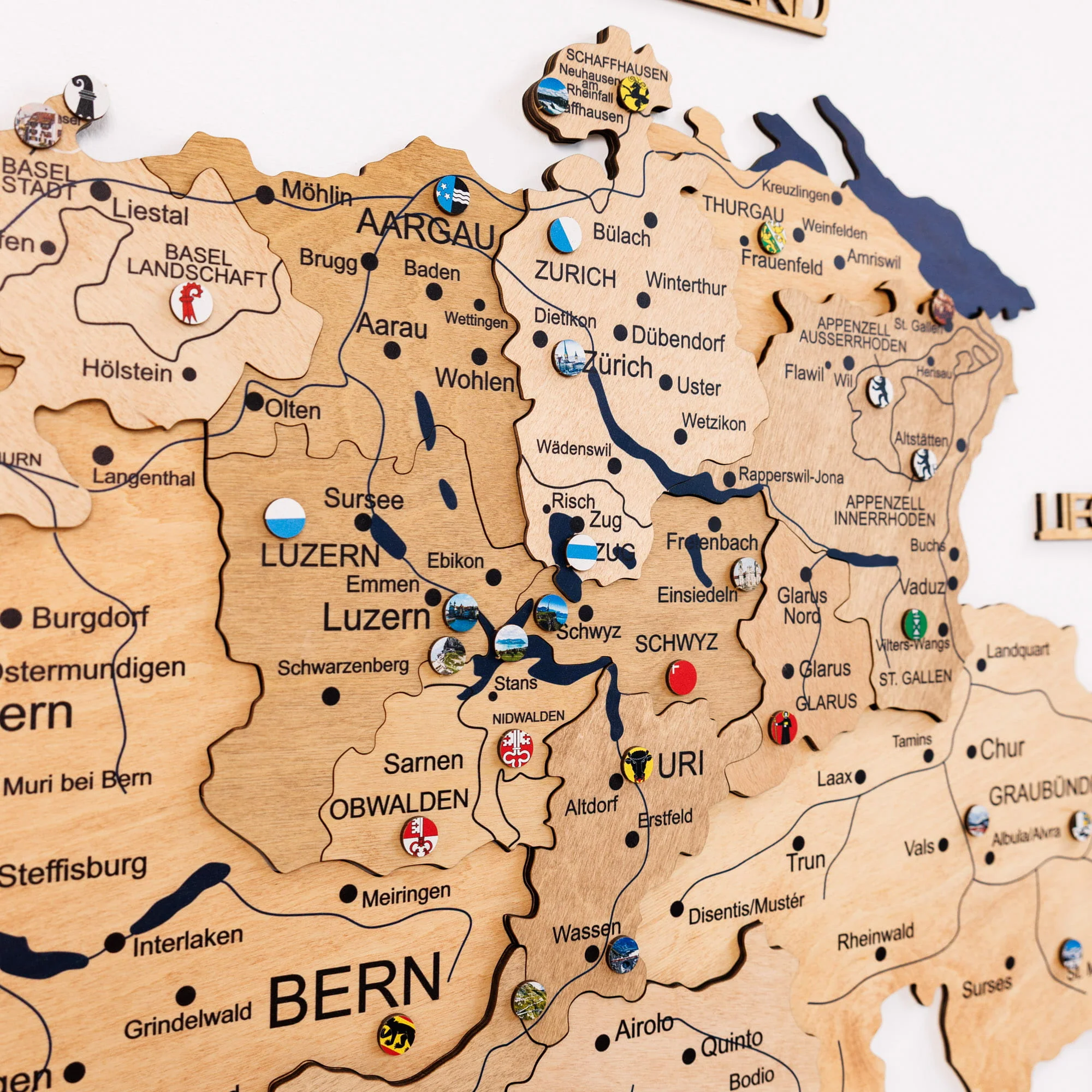 3D Wooden Map of Switzerland - Gold - Image 7