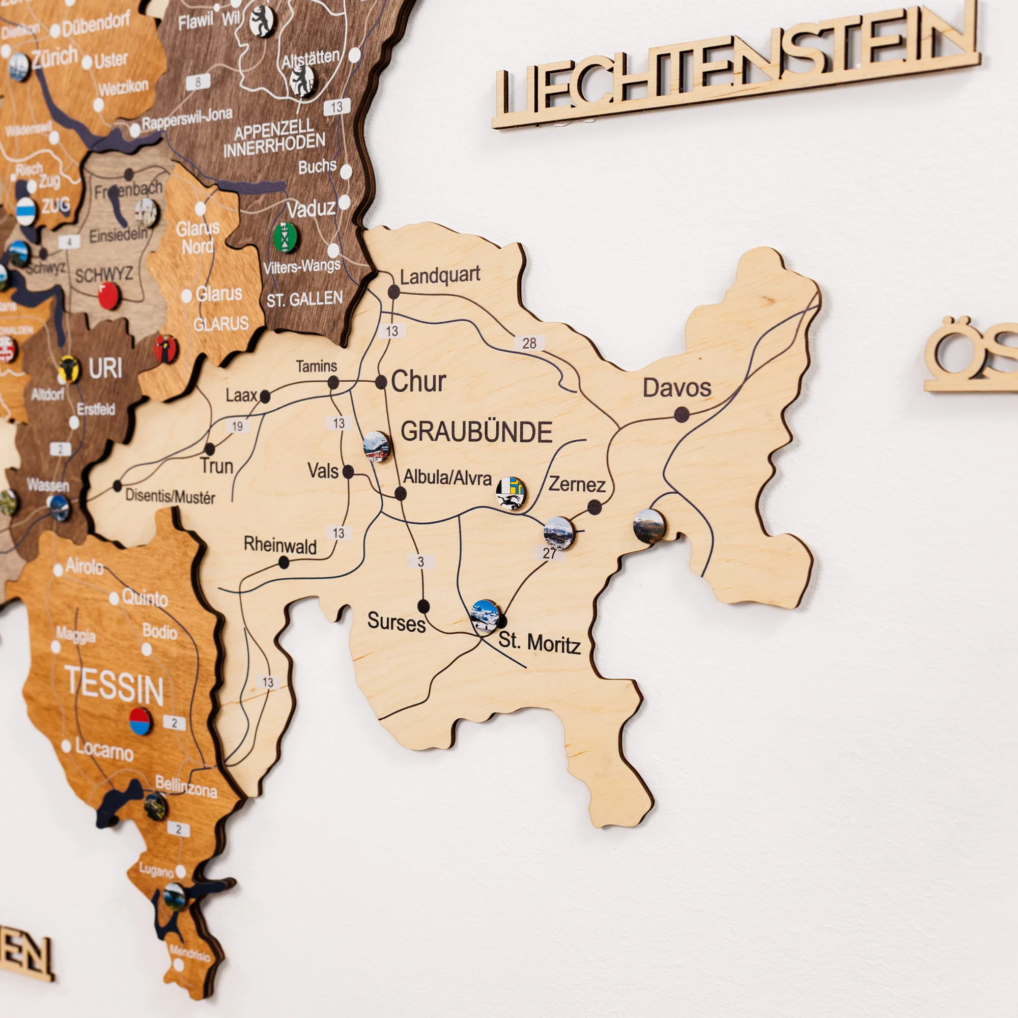3D Wooden Map of Switzerland - Multicolor - Image 12