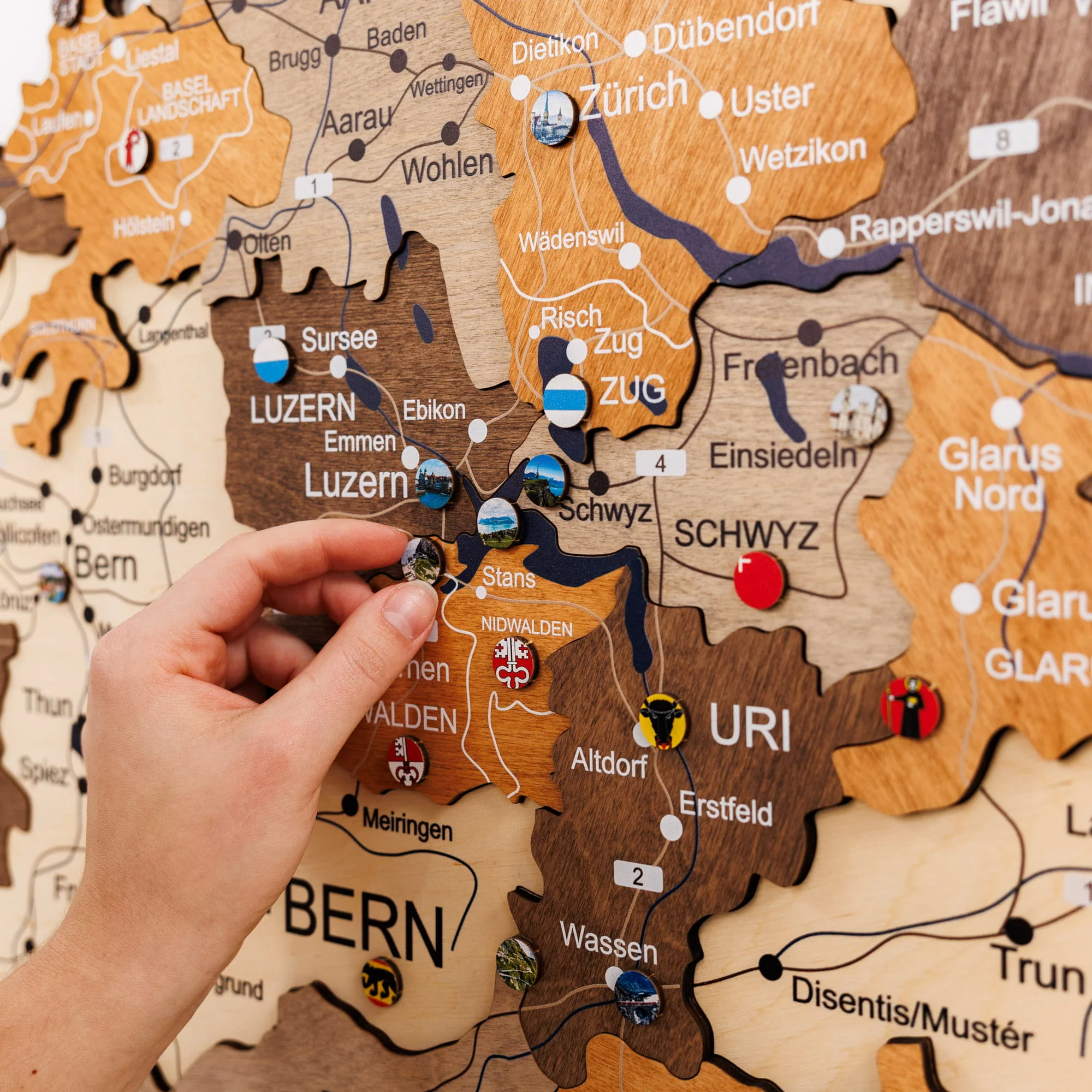 3D Wooden Map of Switzerland - Multicolor - Image 13