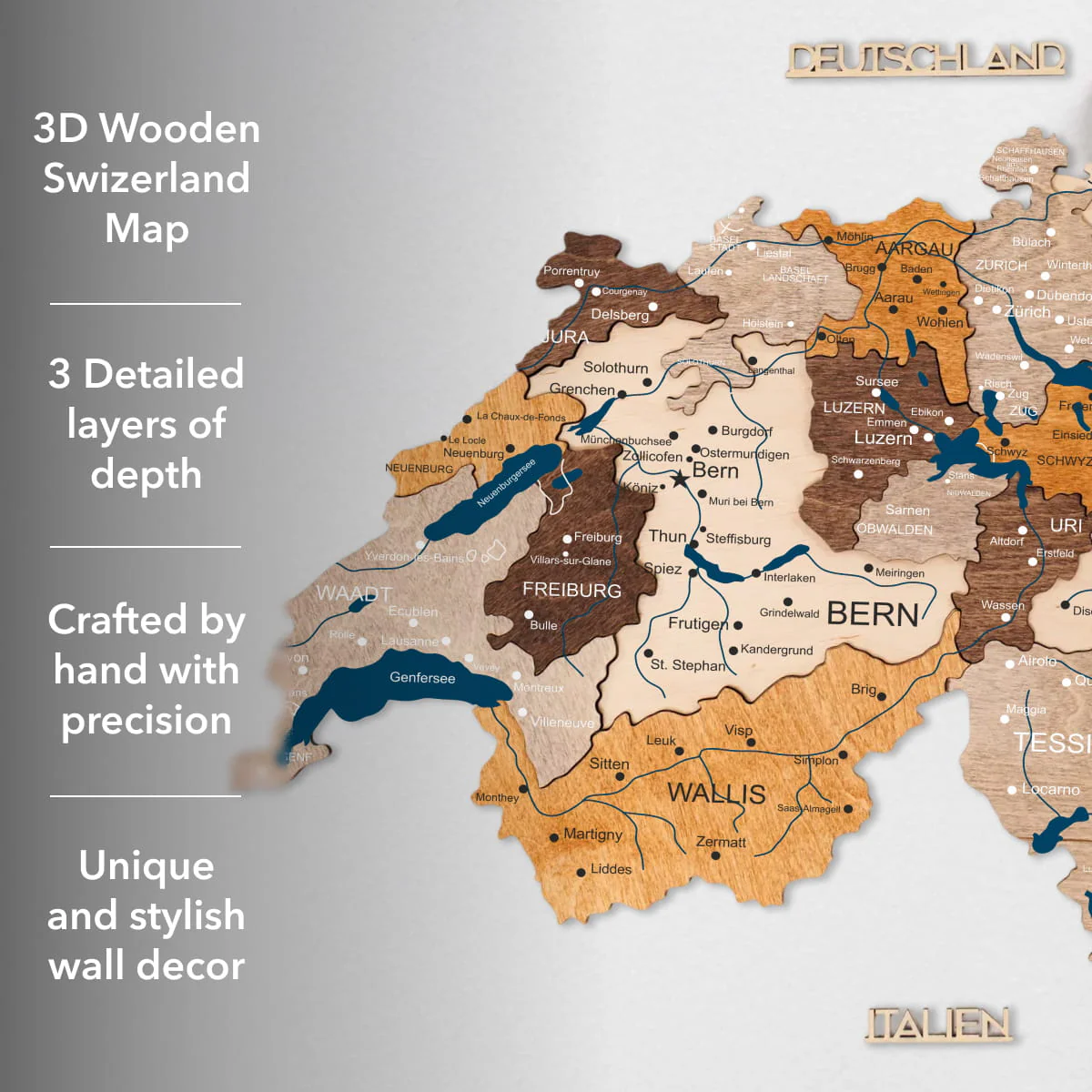 3D Wooden Map of Switzerland - Multicolor - Image 16
