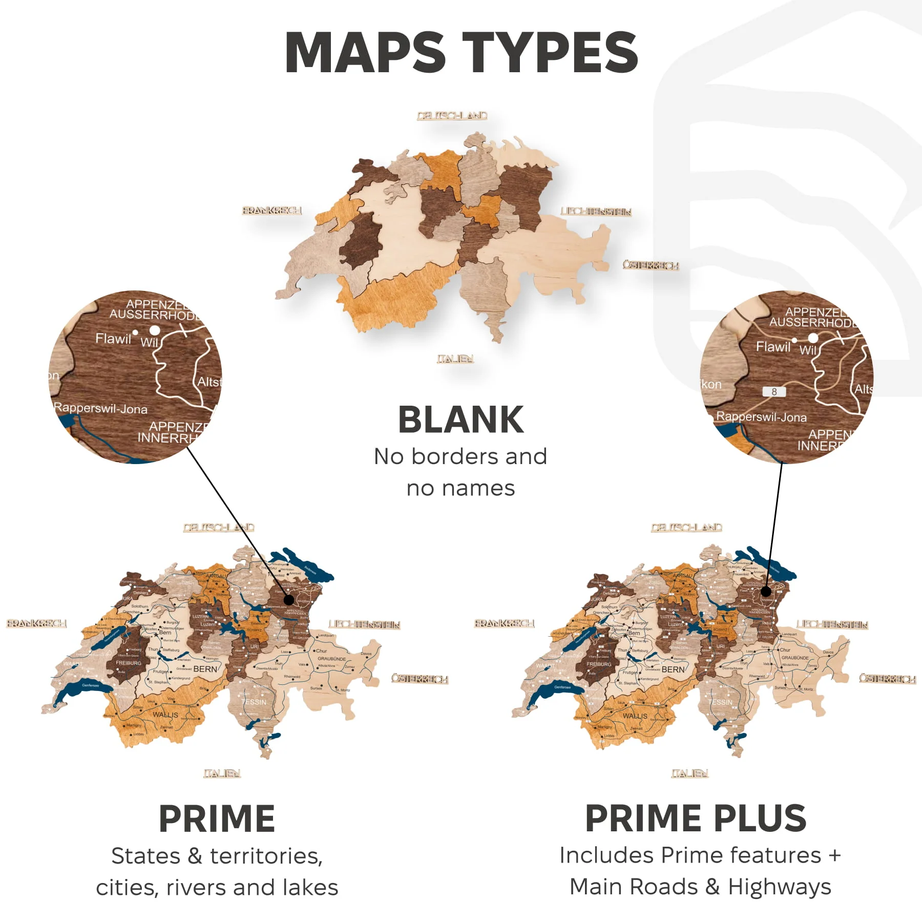 3D Wooden Map of Switzerland - Multicolor - Image 18