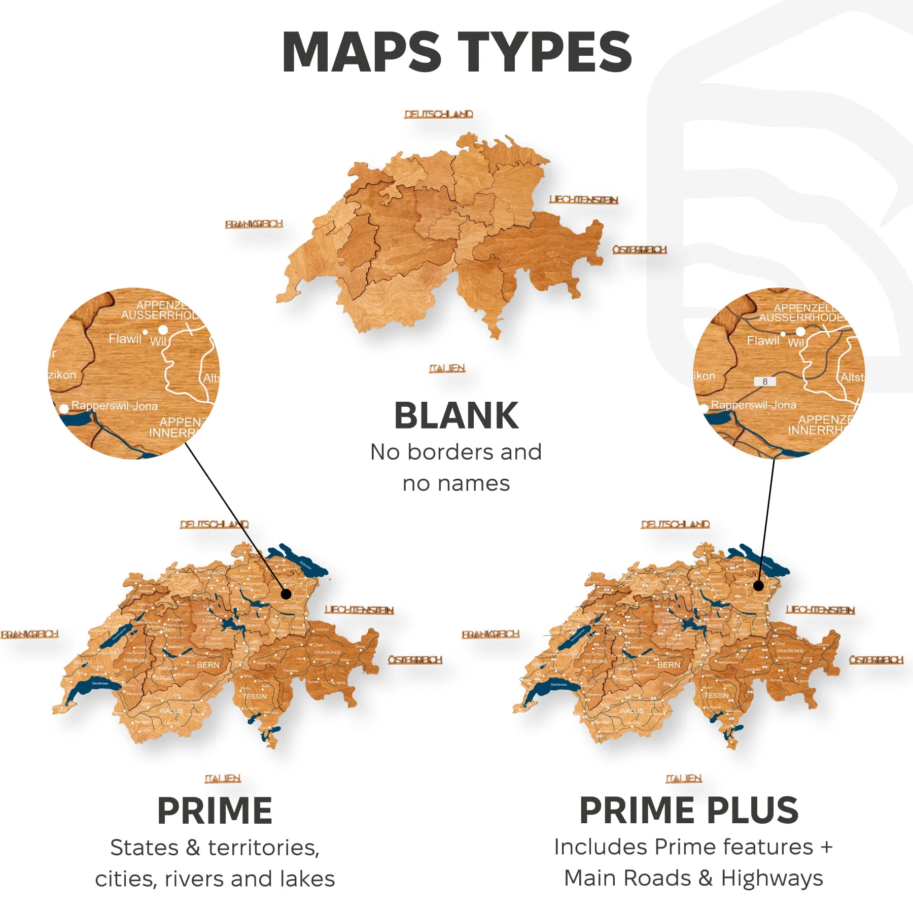 3D Wooden Map of Switzerland - Oak - Image 18