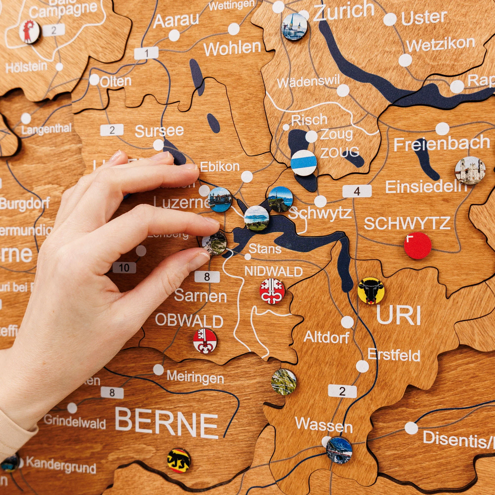 3D Wooden Map of Switzerland - Oak - Image 2