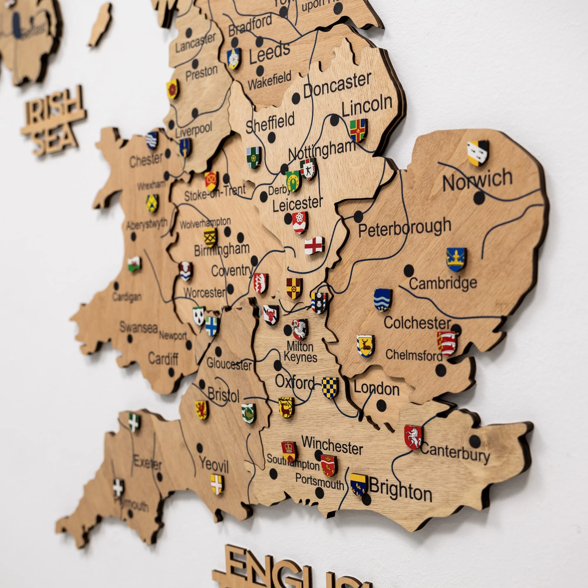 3D Wooden Map of the United Kingdom - Gold - Image 10