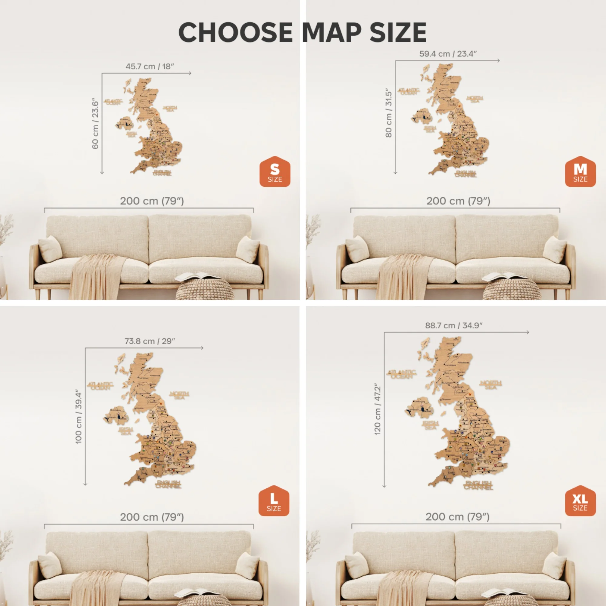 3D Wooden Map of the United Kingdom - Gold - Image 20
