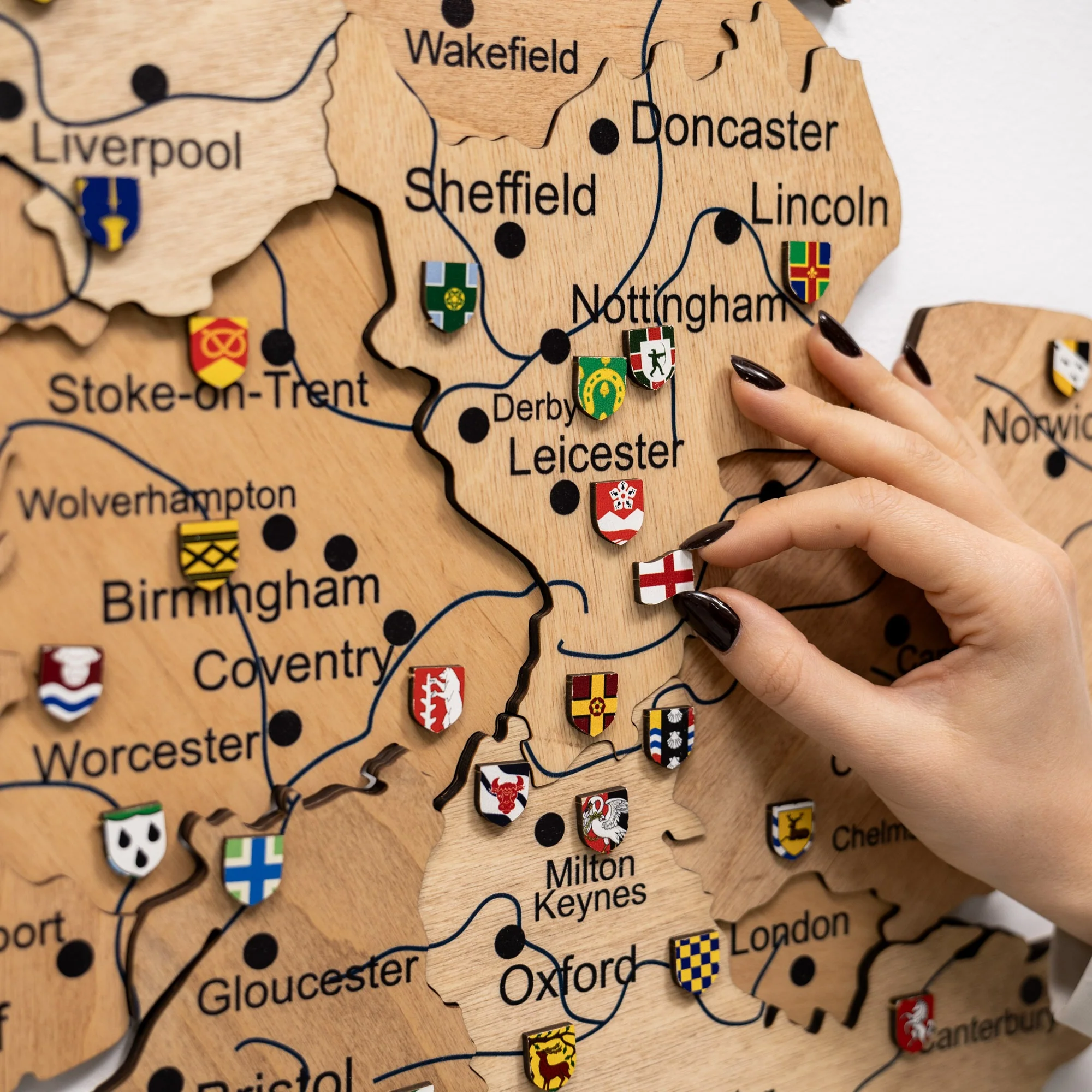 3D Wooden Map of the United Kingdom - Gold - Image 5