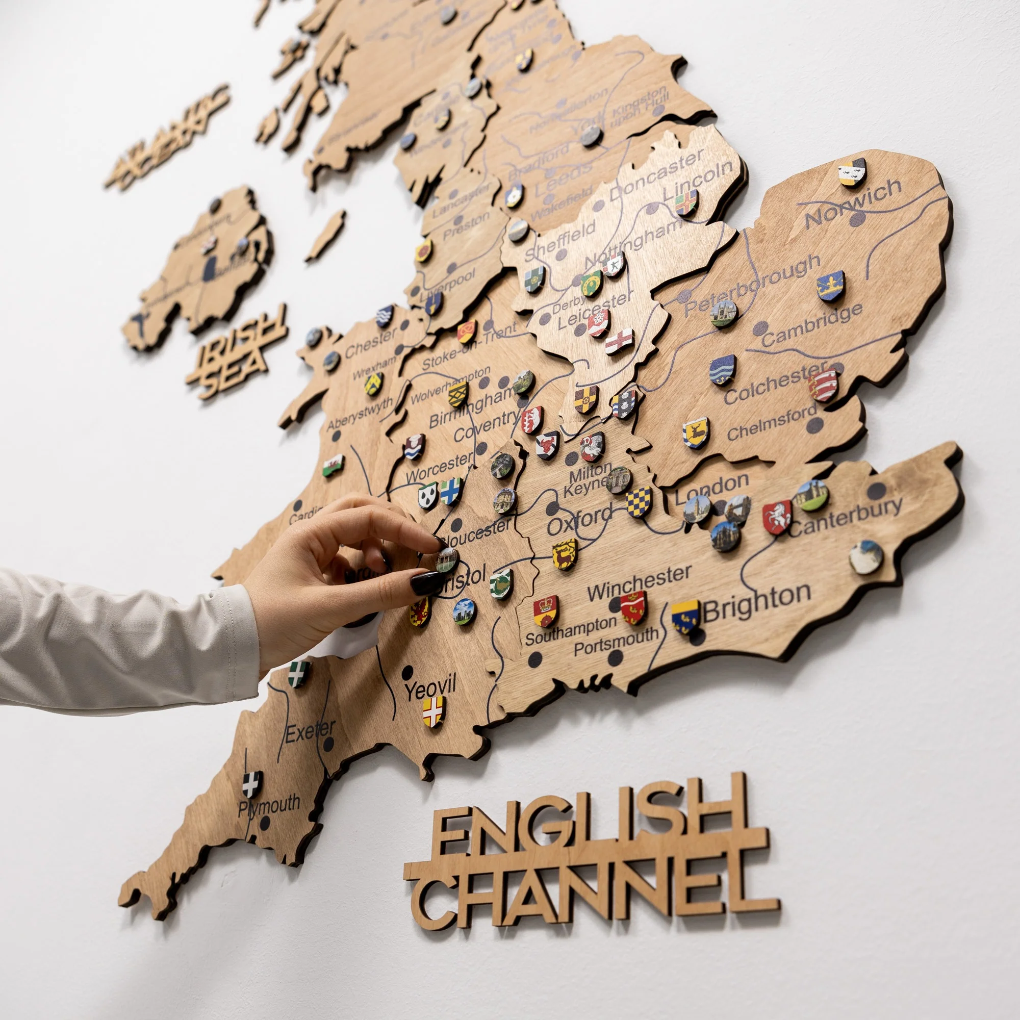 3D Wooden Map of the United Kingdom - Gold - Image 6
