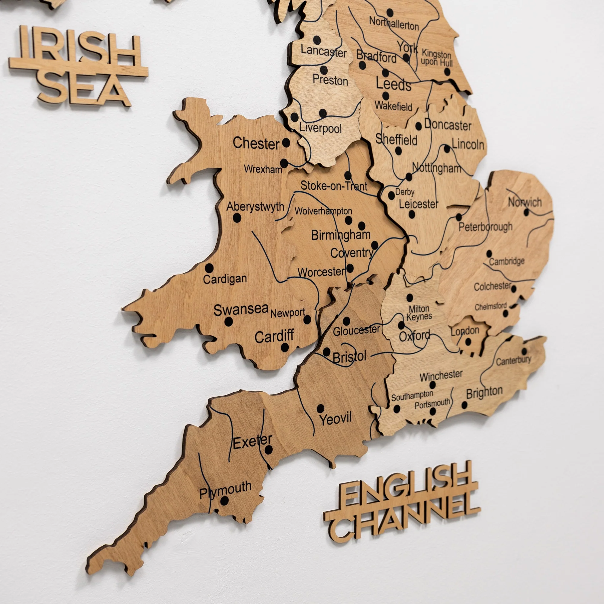 3D Wooden Map of the United Kingdom - Gold - Image 8