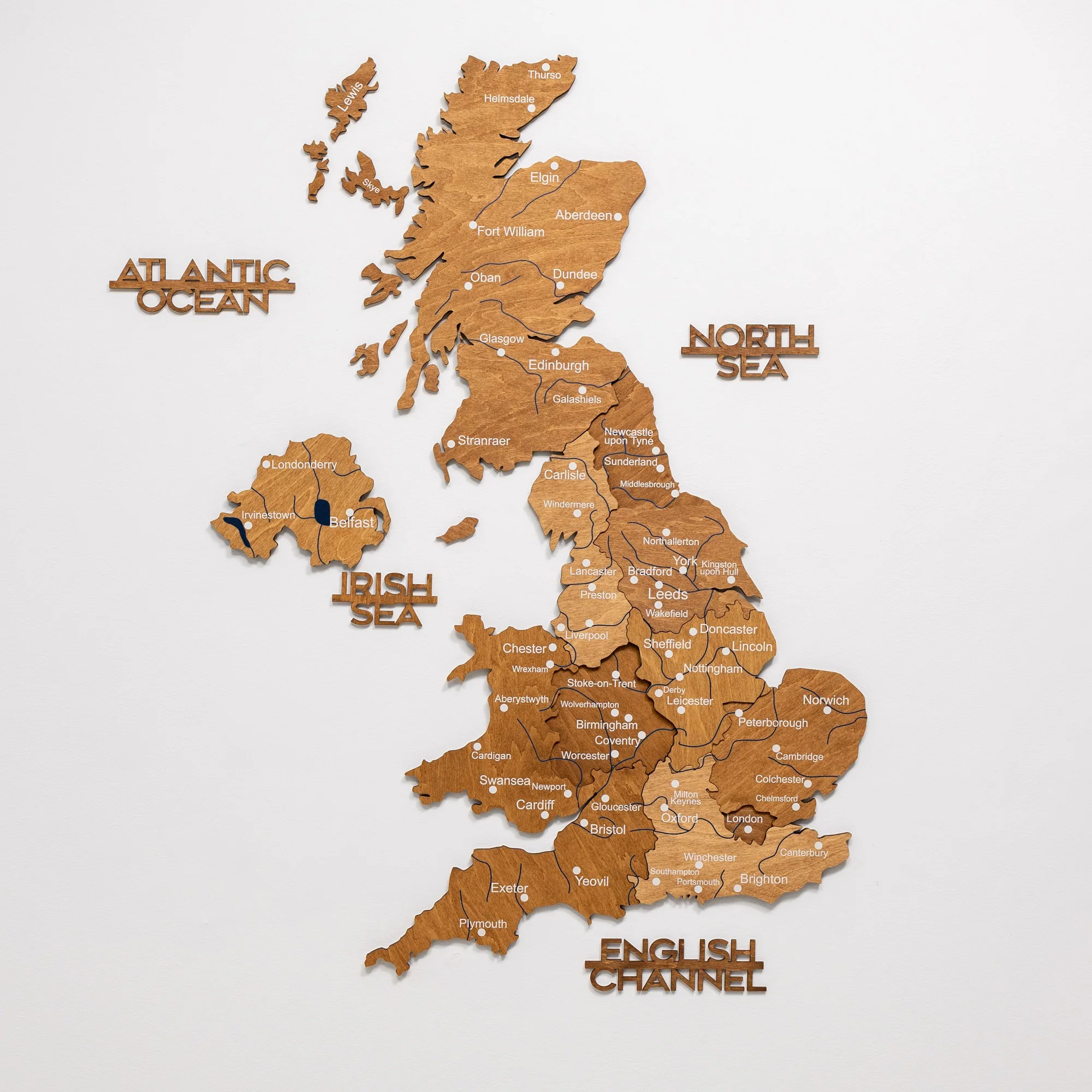 3D Wooden Map of the United Kingdom - Oak - Image 14