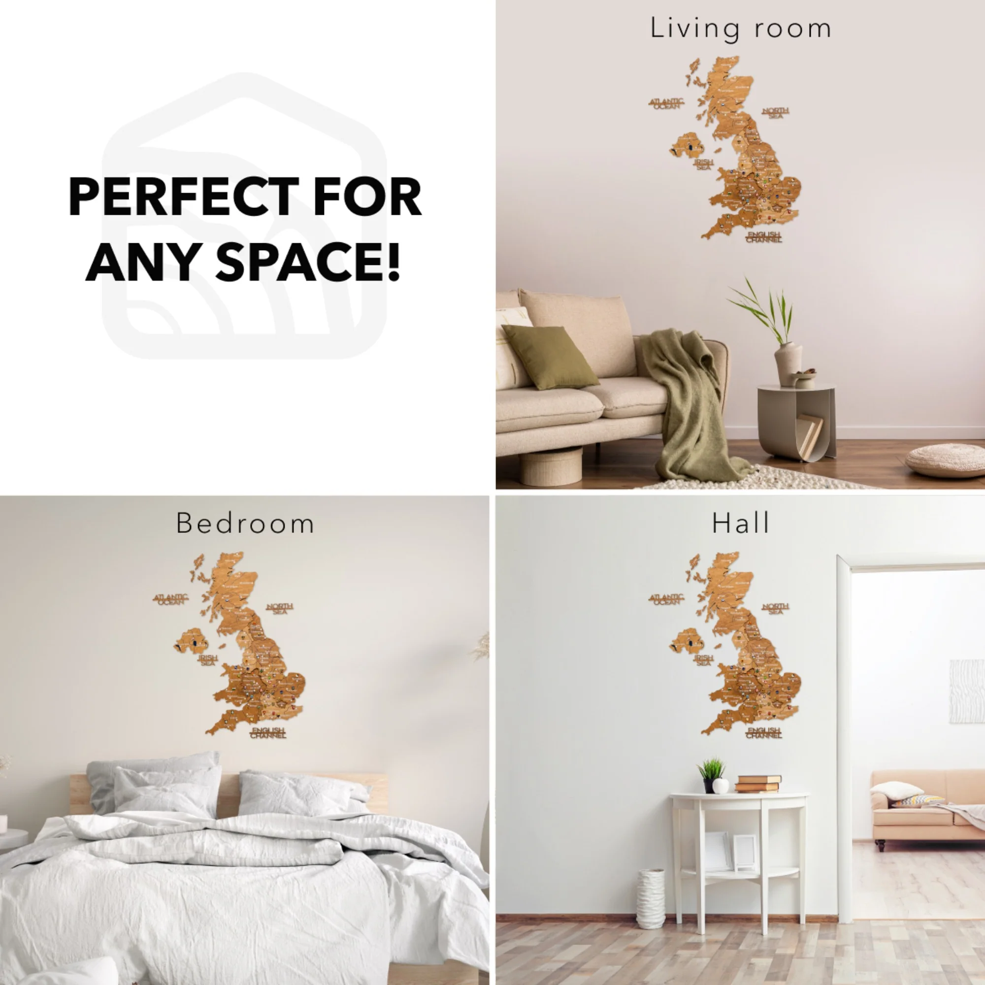 3D Wooden Map of the United Kingdom - Oak - Image 21