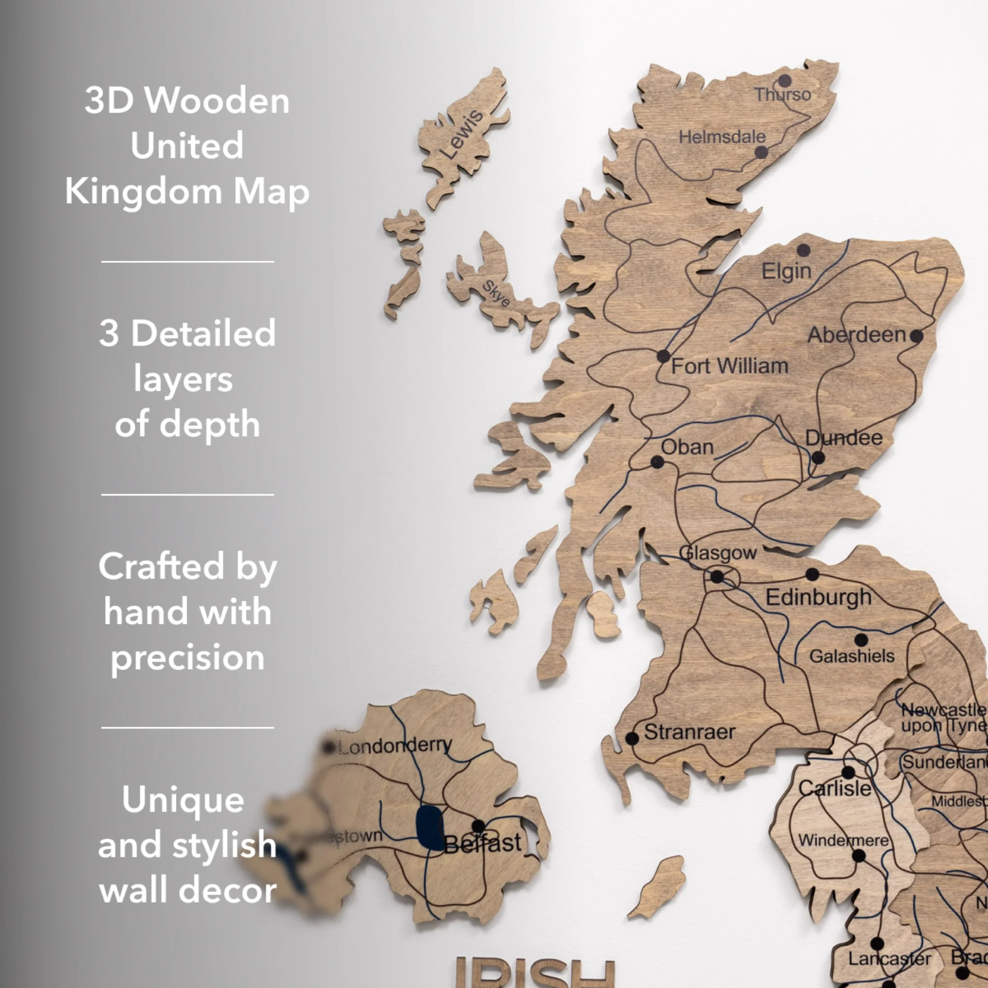 3D Wooden Map of the United Kingdom - Terra - Image 19