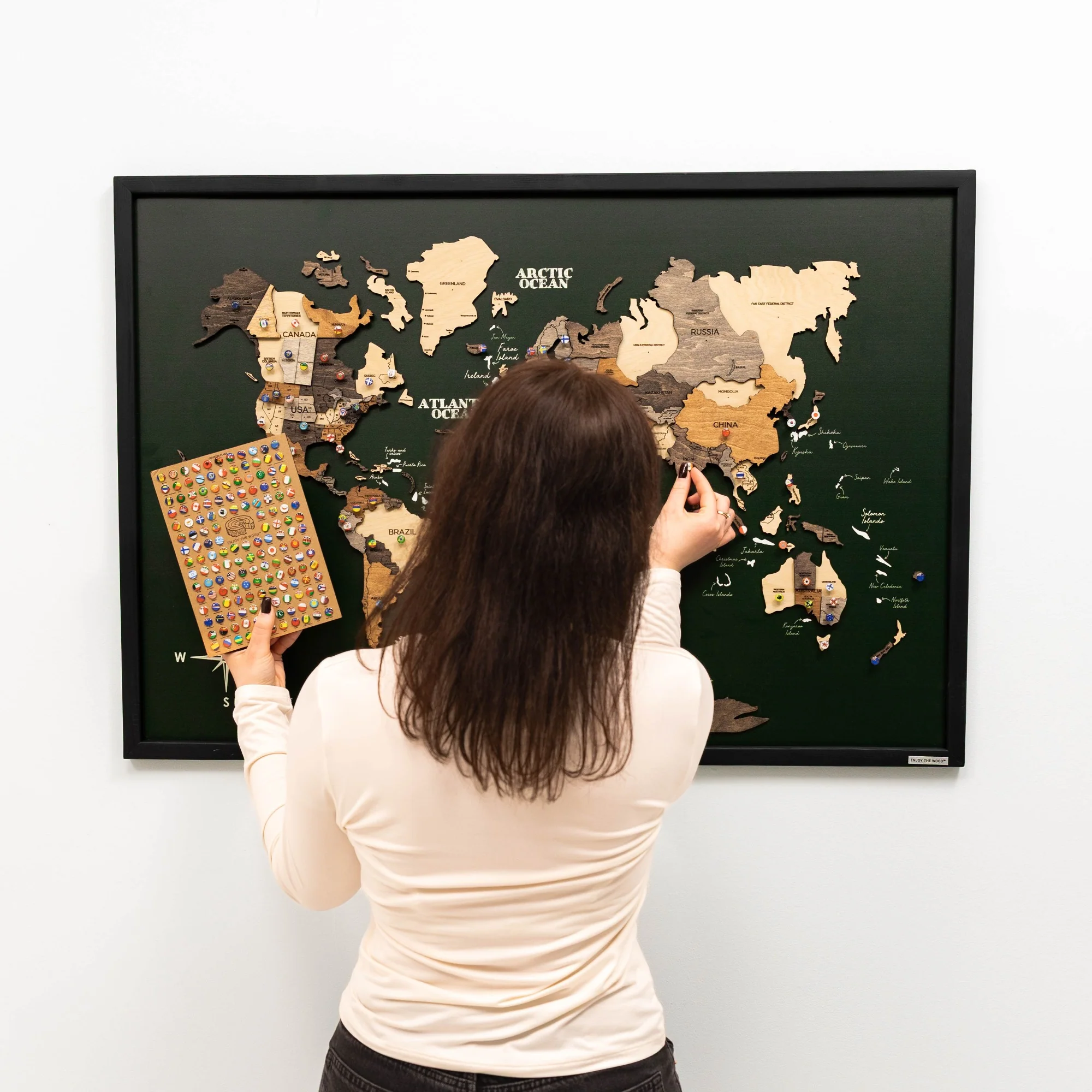 3D Wooden Map on Board Multicolor - Green - Image 10