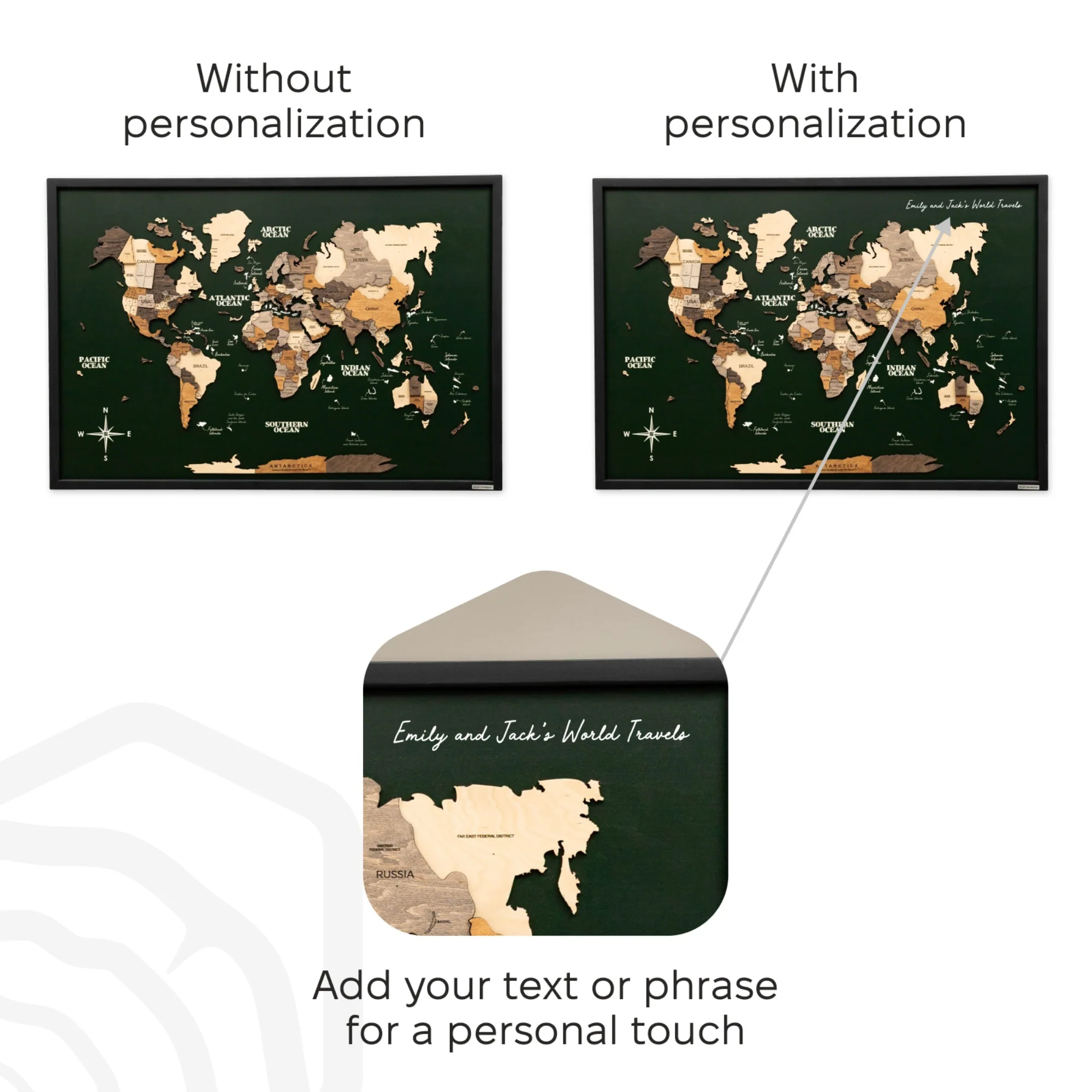 3D Wooden Map on Board Multicolor - Green - Image 11