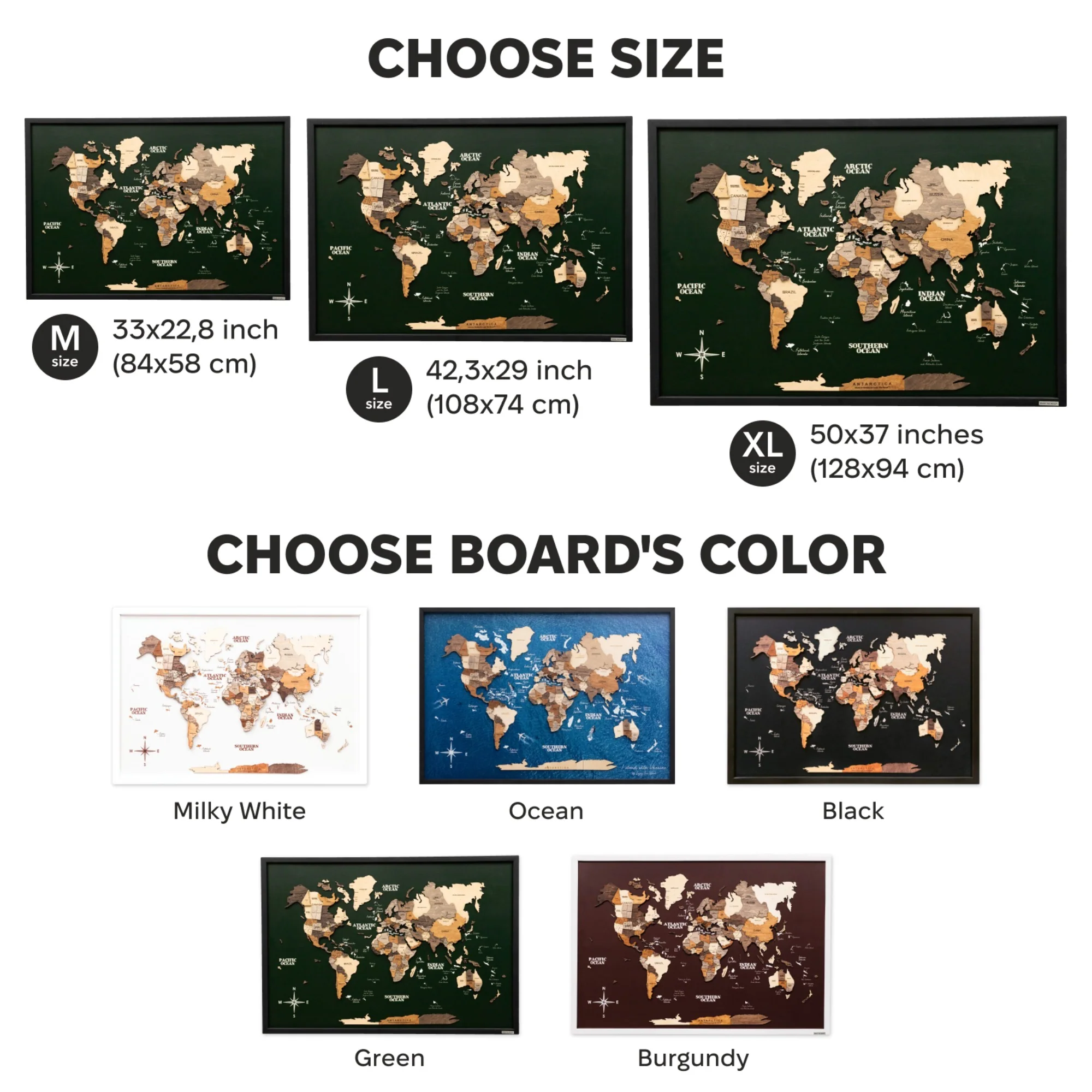3D Wooden Map on Board Multicolor - Green - Image 12