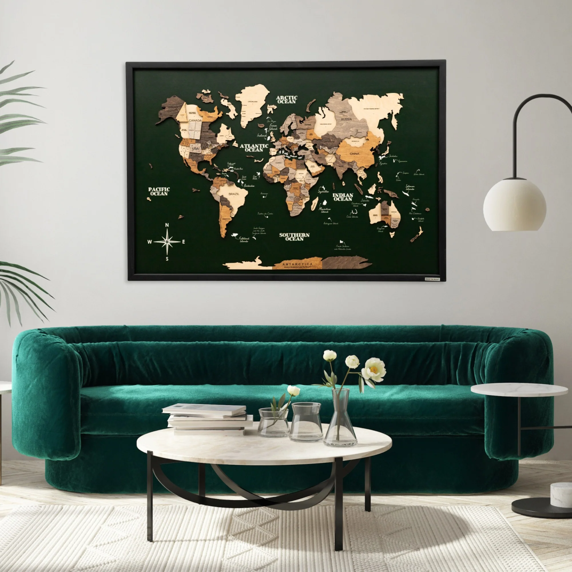 3D Wooden Map on Board Multicolor - Green - Image 16