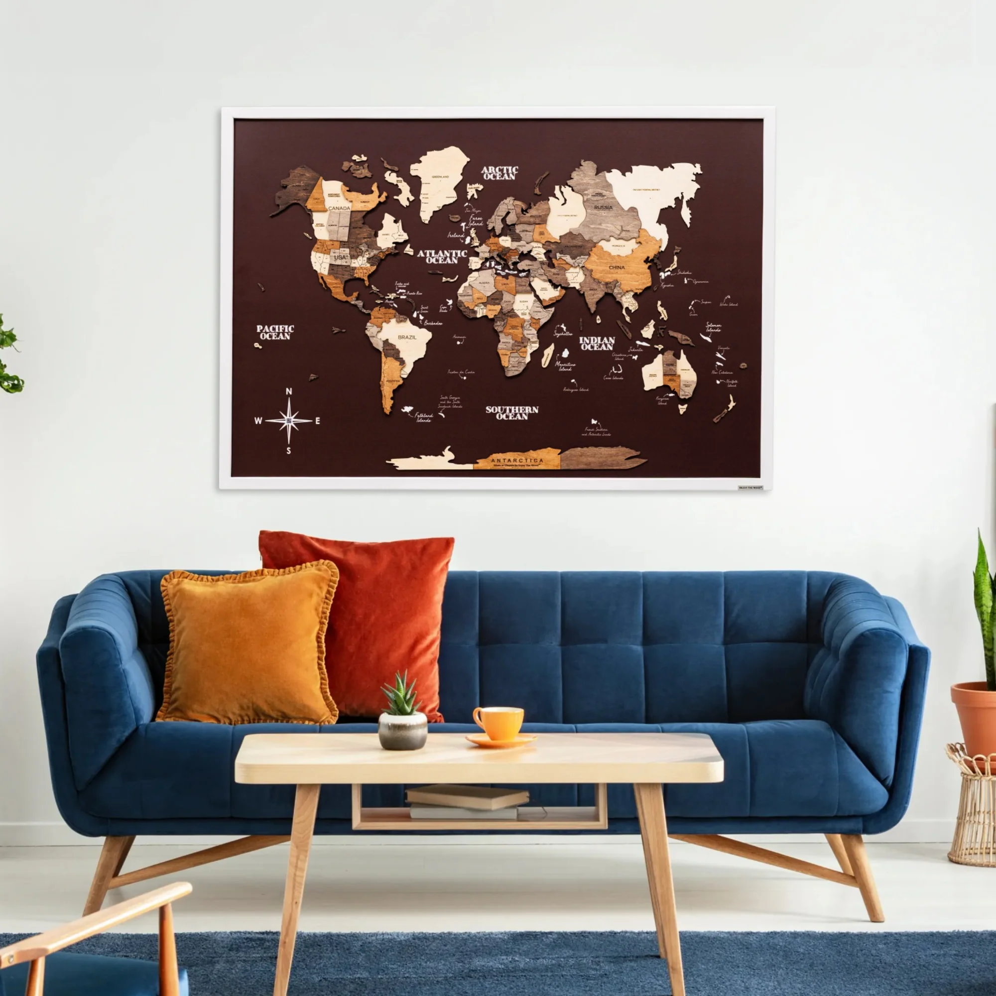 3D Wooden Map on Board Multicolor - Green - Image 17