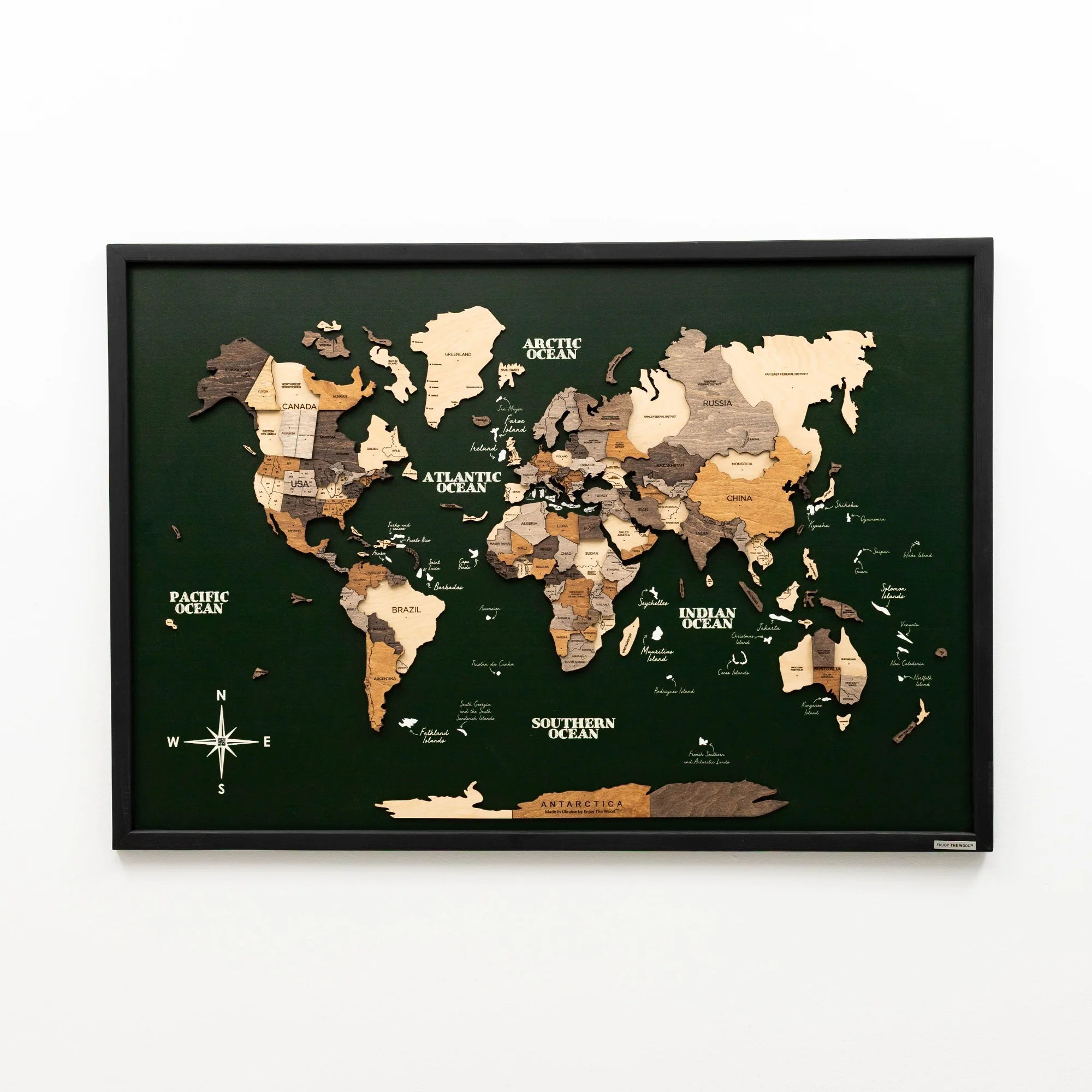 3D Wooden Map on Board Multicolor - Green - Image 4
