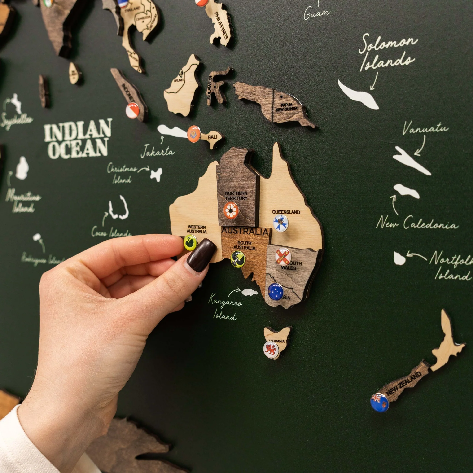 3D Wooden Map on Board Multicolor - Green - Image 9