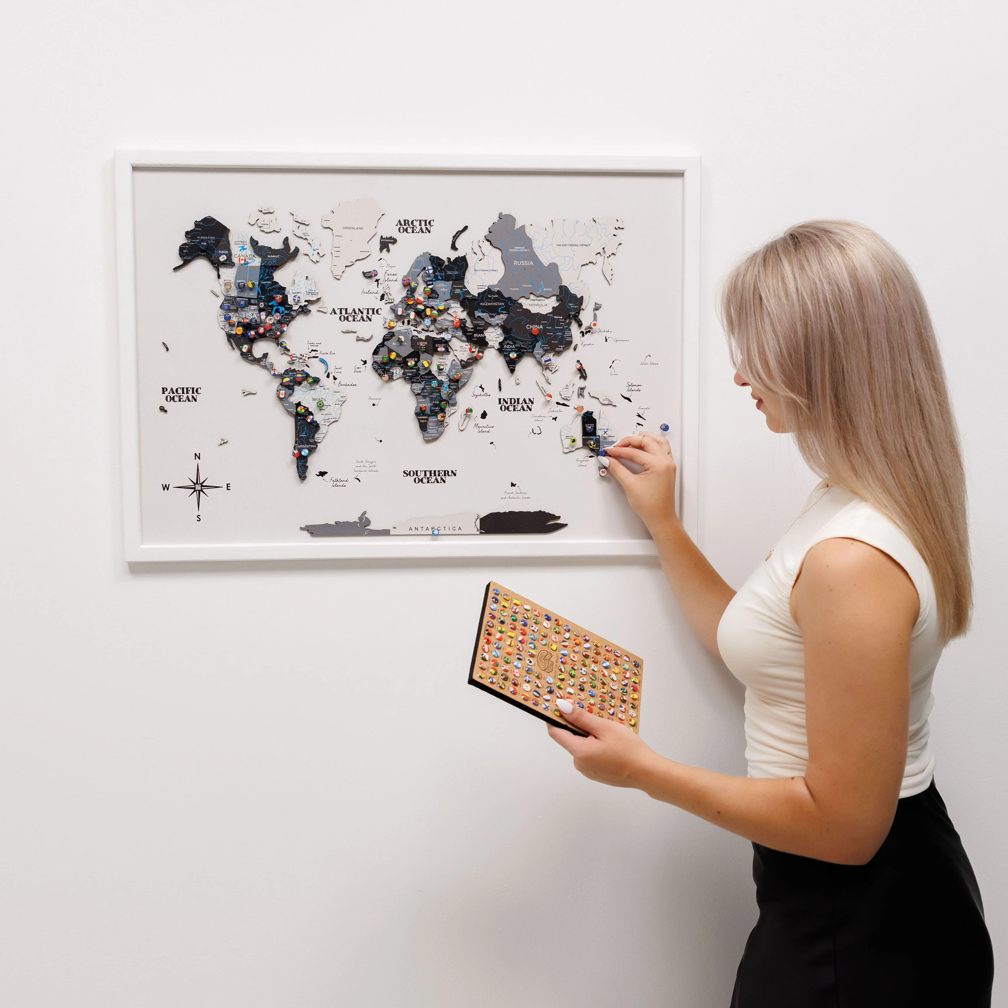 3D Wooden Panel World Map - Nordik - Image 3