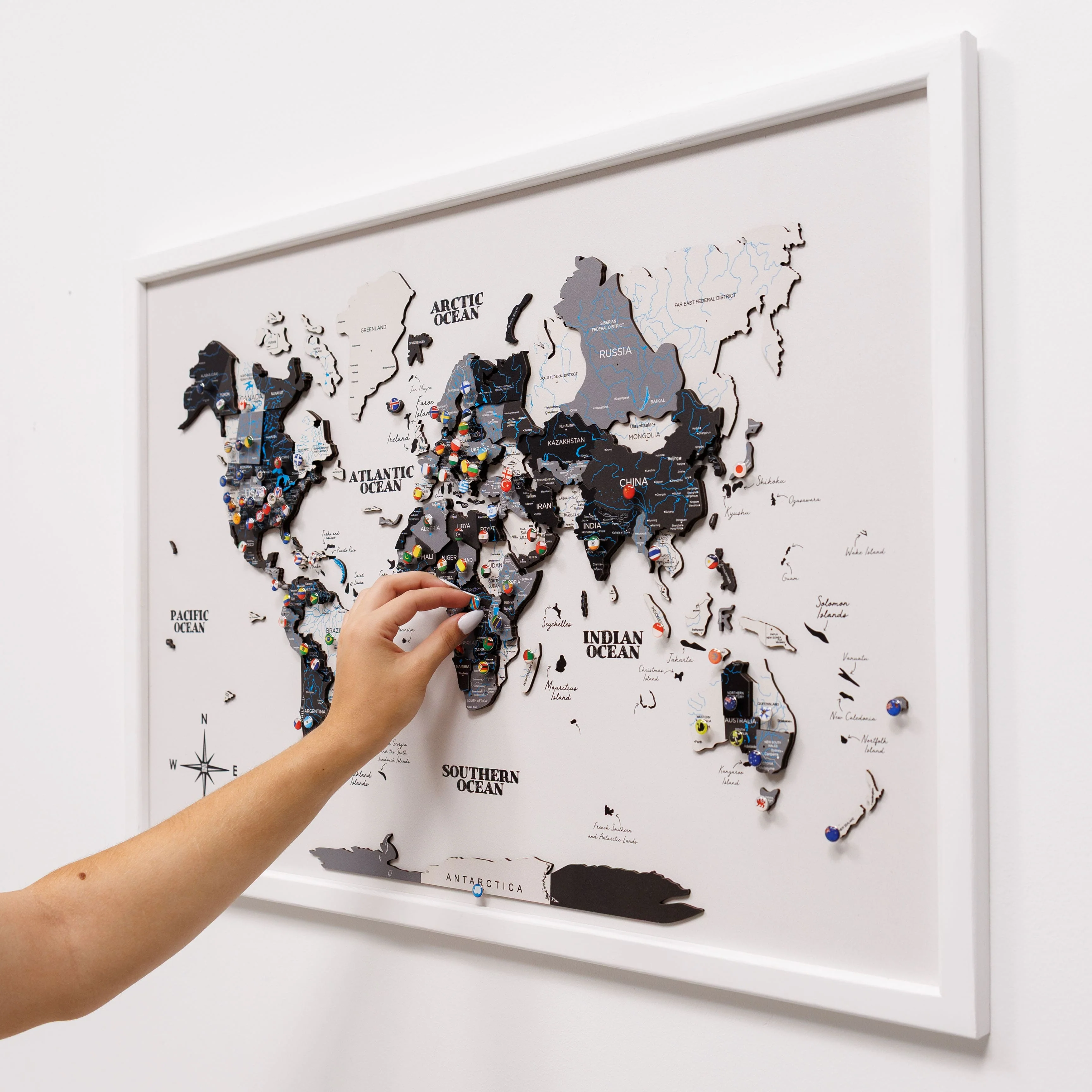 3D Wooden Panel World Map - Nordik - Image 9