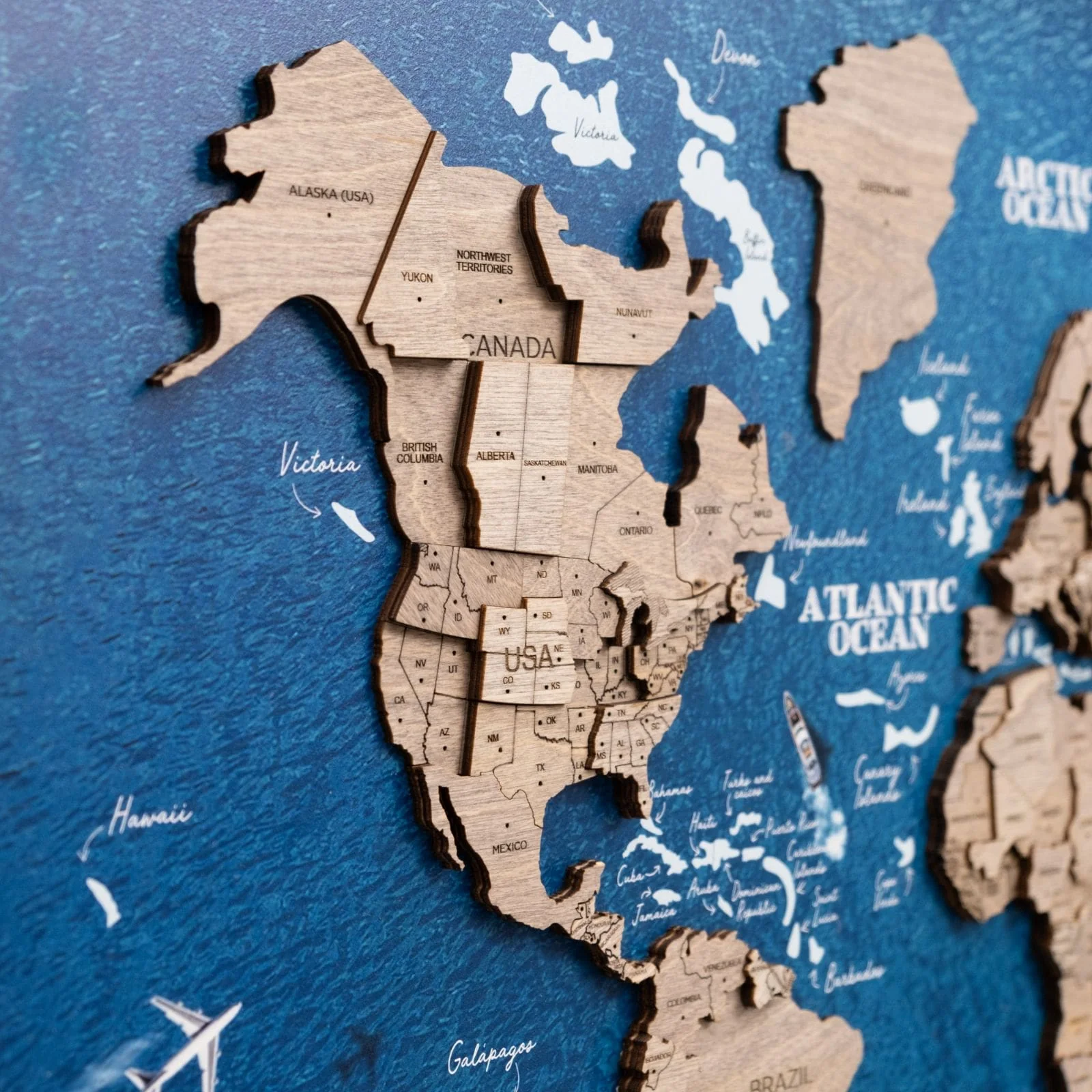 3D Wooden Panel World Map Terra - Image 10