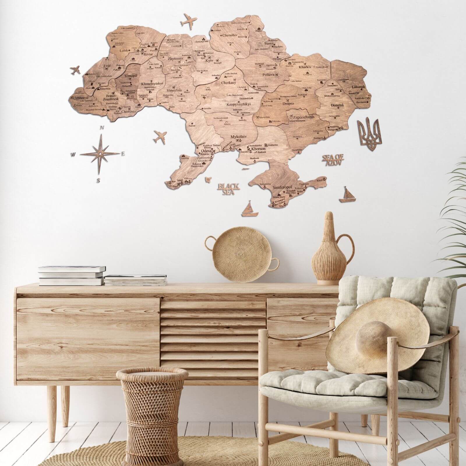 Wooden Map of Ukraine Cappuccino - Image 13