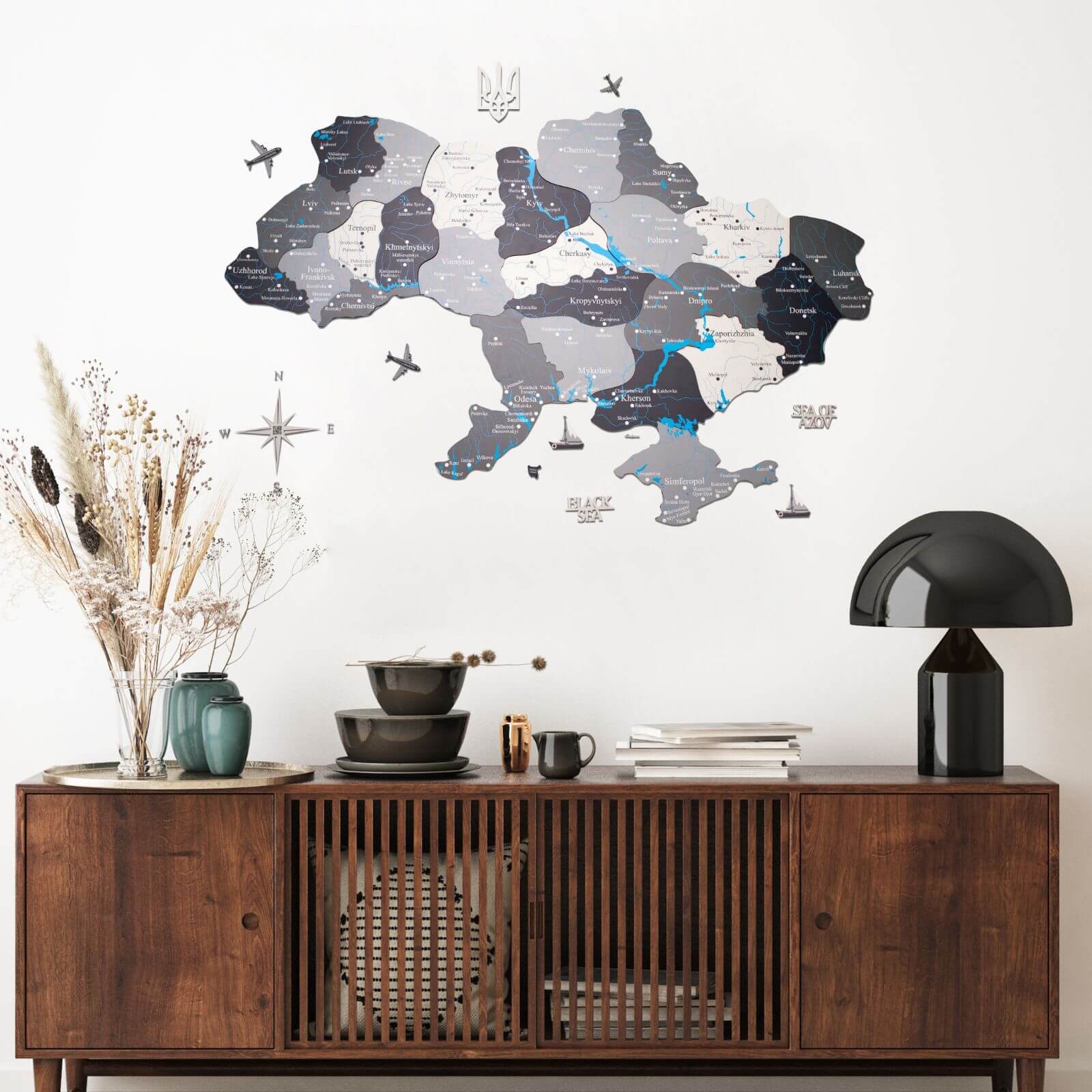 Wooden Map of Ukraine Cappuccino - Image 14