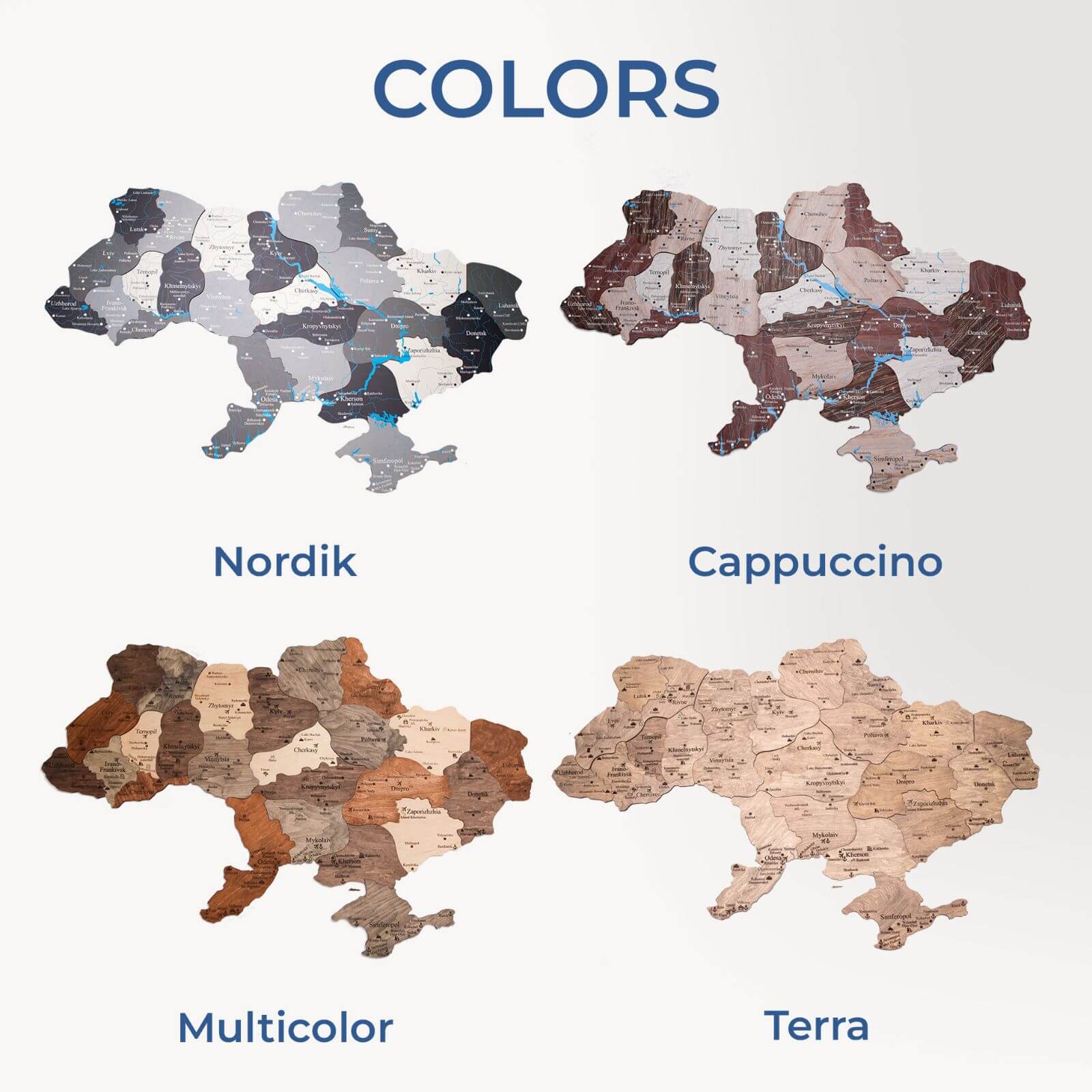 Wooden Map of Ukraine Cappuccino - Image 16