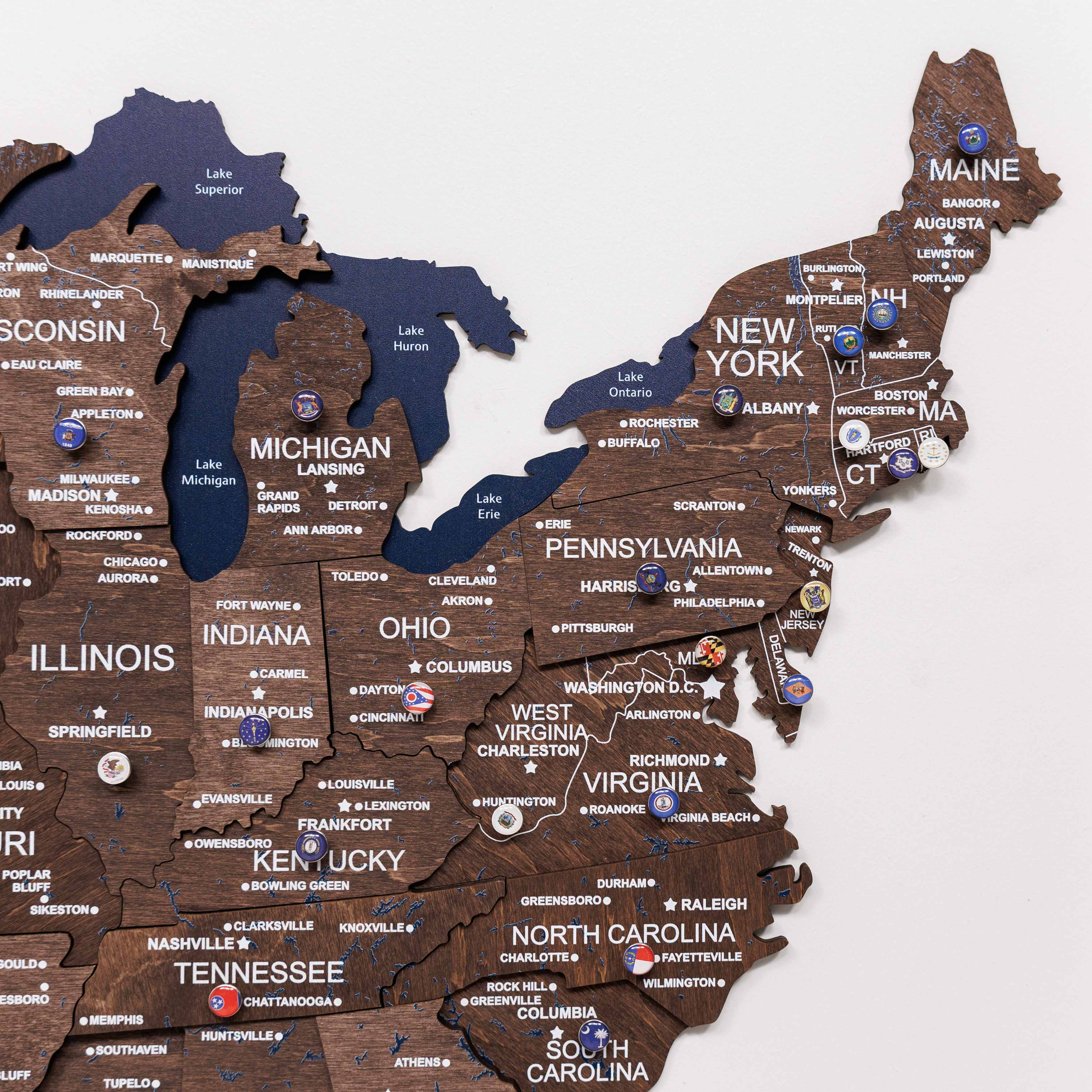 3D Wooden USA Map on Board Dark Walnut - Image 7