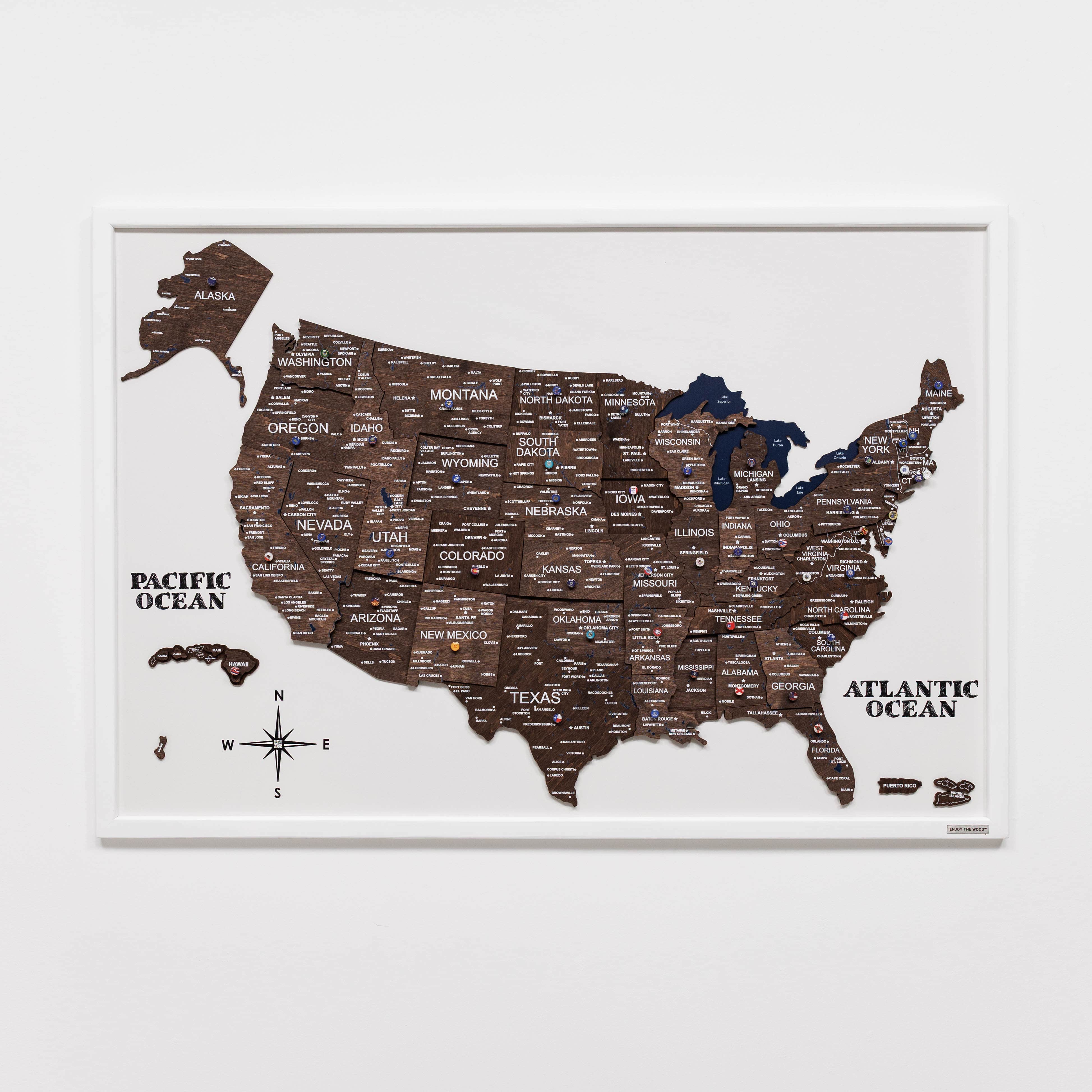 3D Wooden USA Map on Board Dark Walnut - Image 9