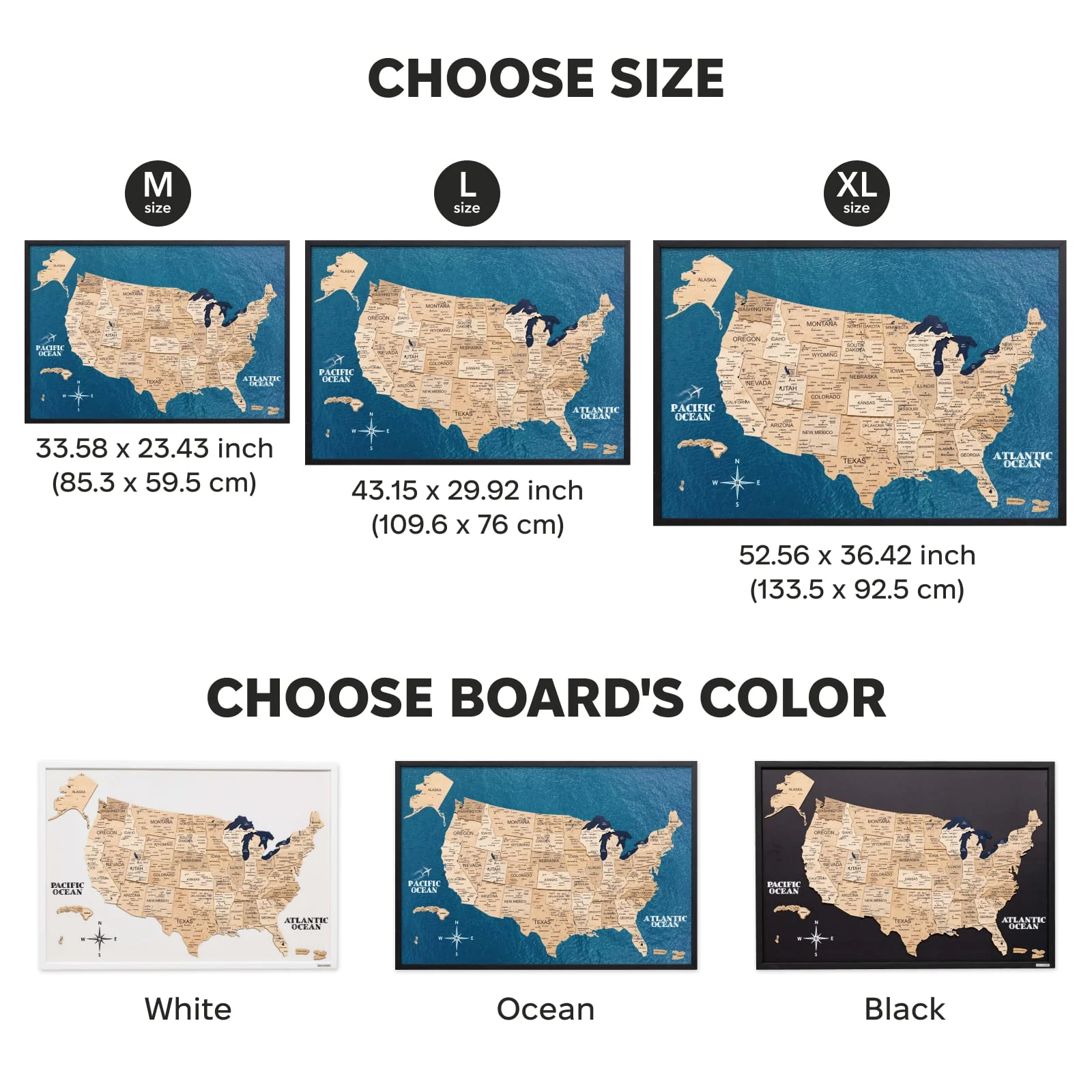 3D Wooden USA Map on Board Gold - Image 13