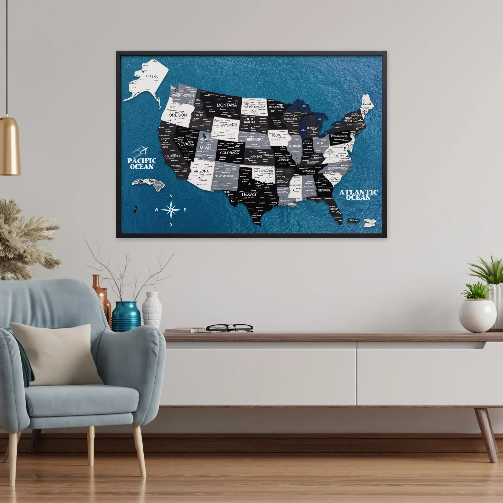 3D Wooden USA Map on Board Nordik - Image 12