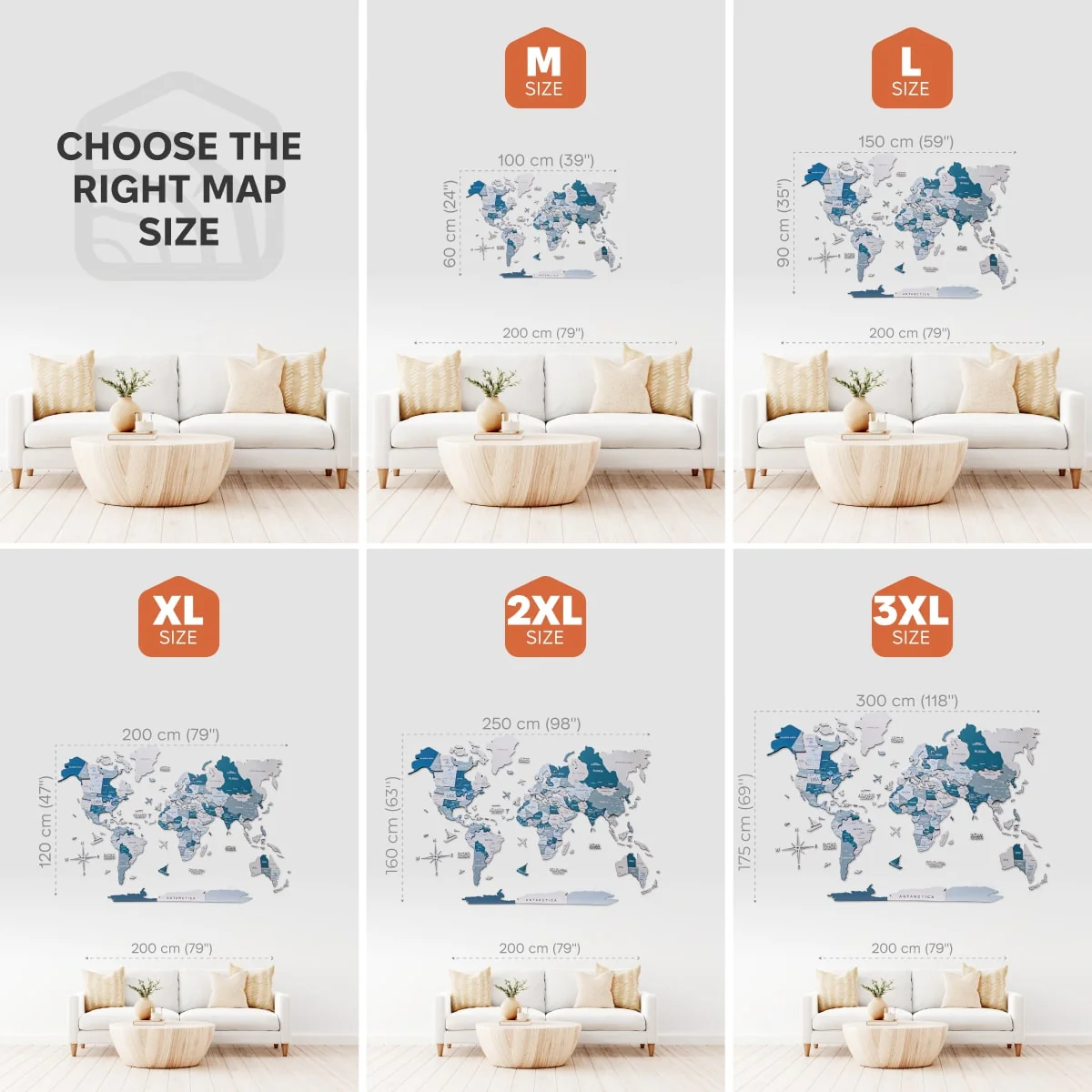 3D Wooden World Map Aqua - Image 12