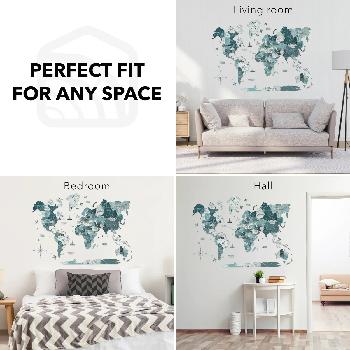 3D Wooden World Map Aurora - Image 12