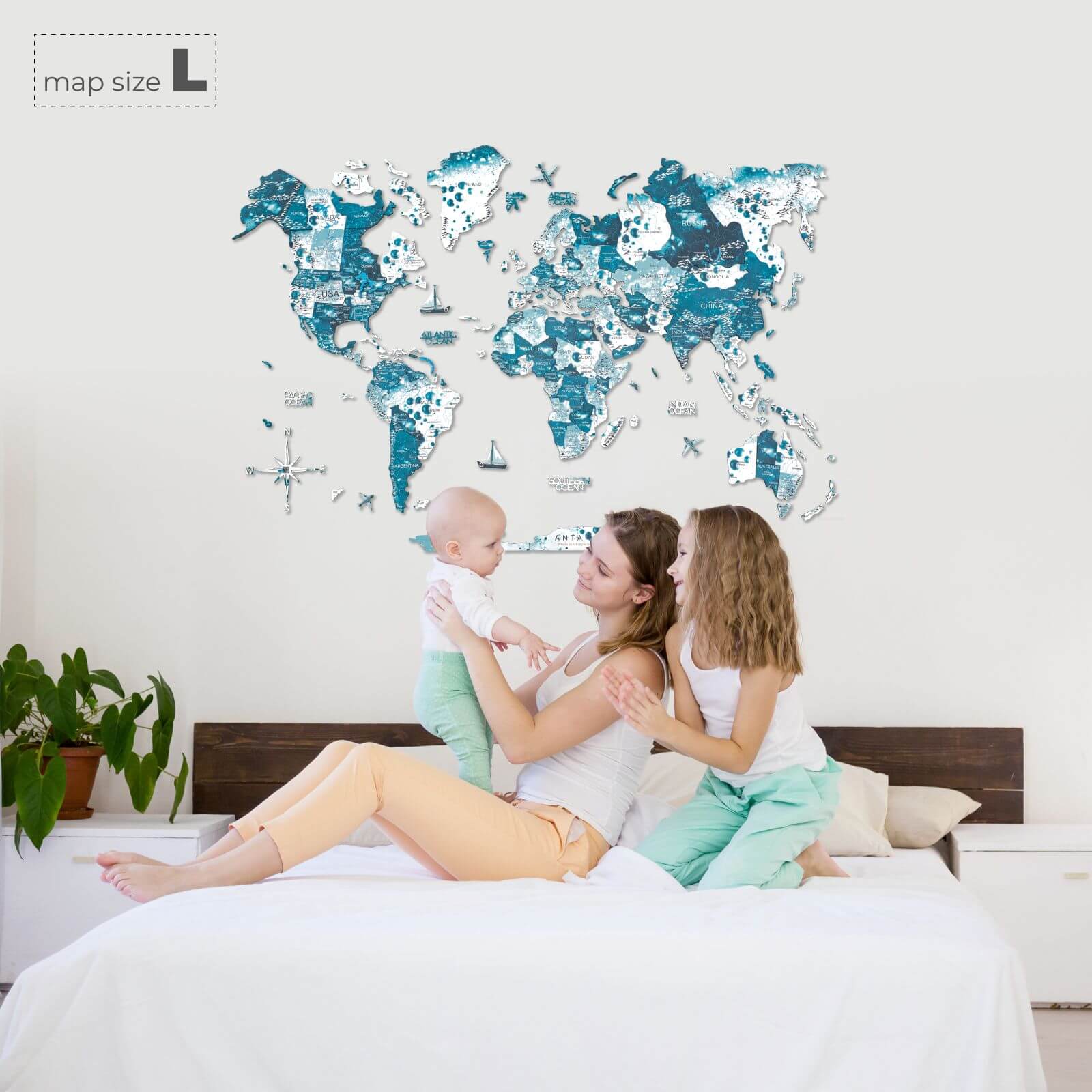 3D Wooden World Map Aurora - Image 8