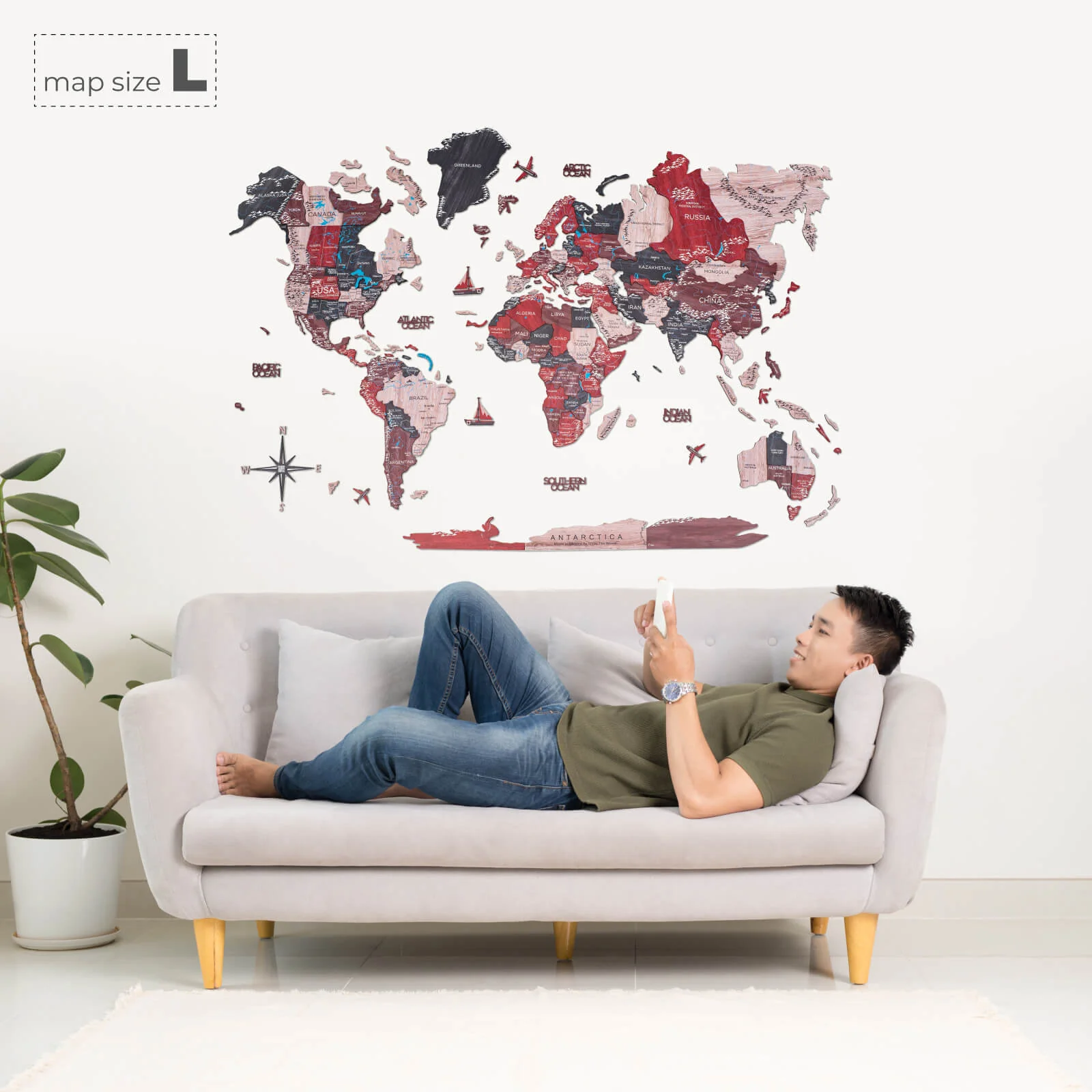 3D Wooden World Map Cliff - Image 7