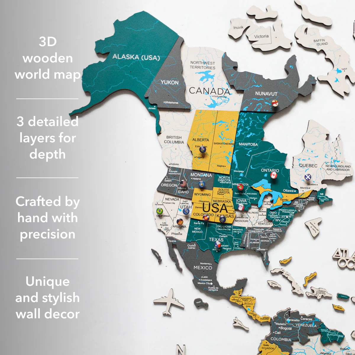 3D Wooden World Map Country - Image 13