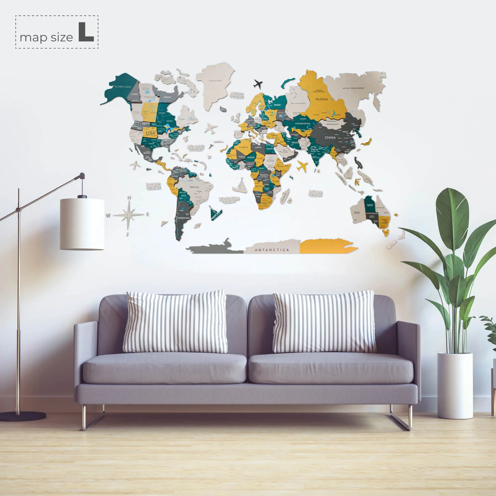 3D Wooden World Map Country - Image 5